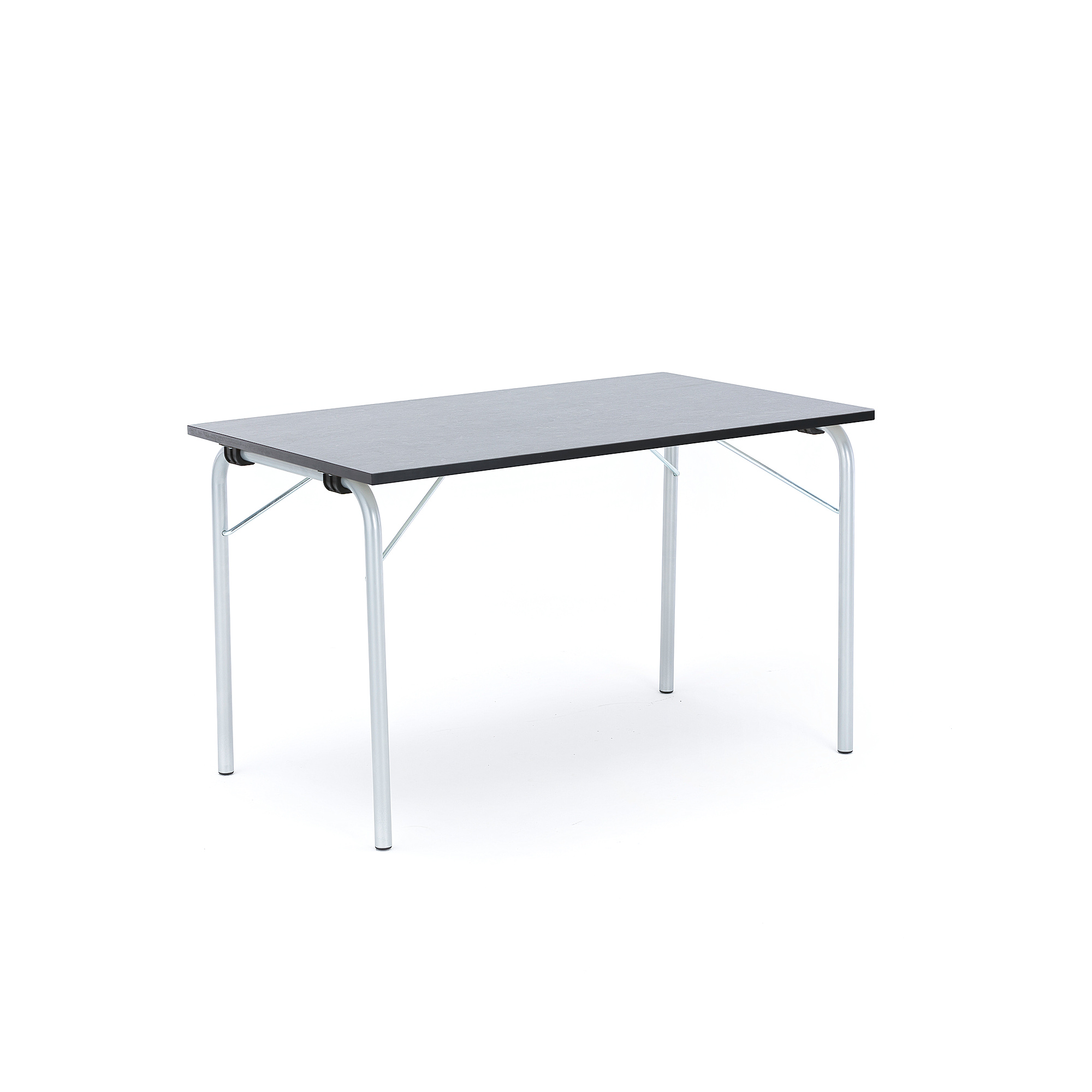 Levně Skládací stůl NICKE, 1200x700x720 mm, stříbrný rám, tmavě šedé linoleum