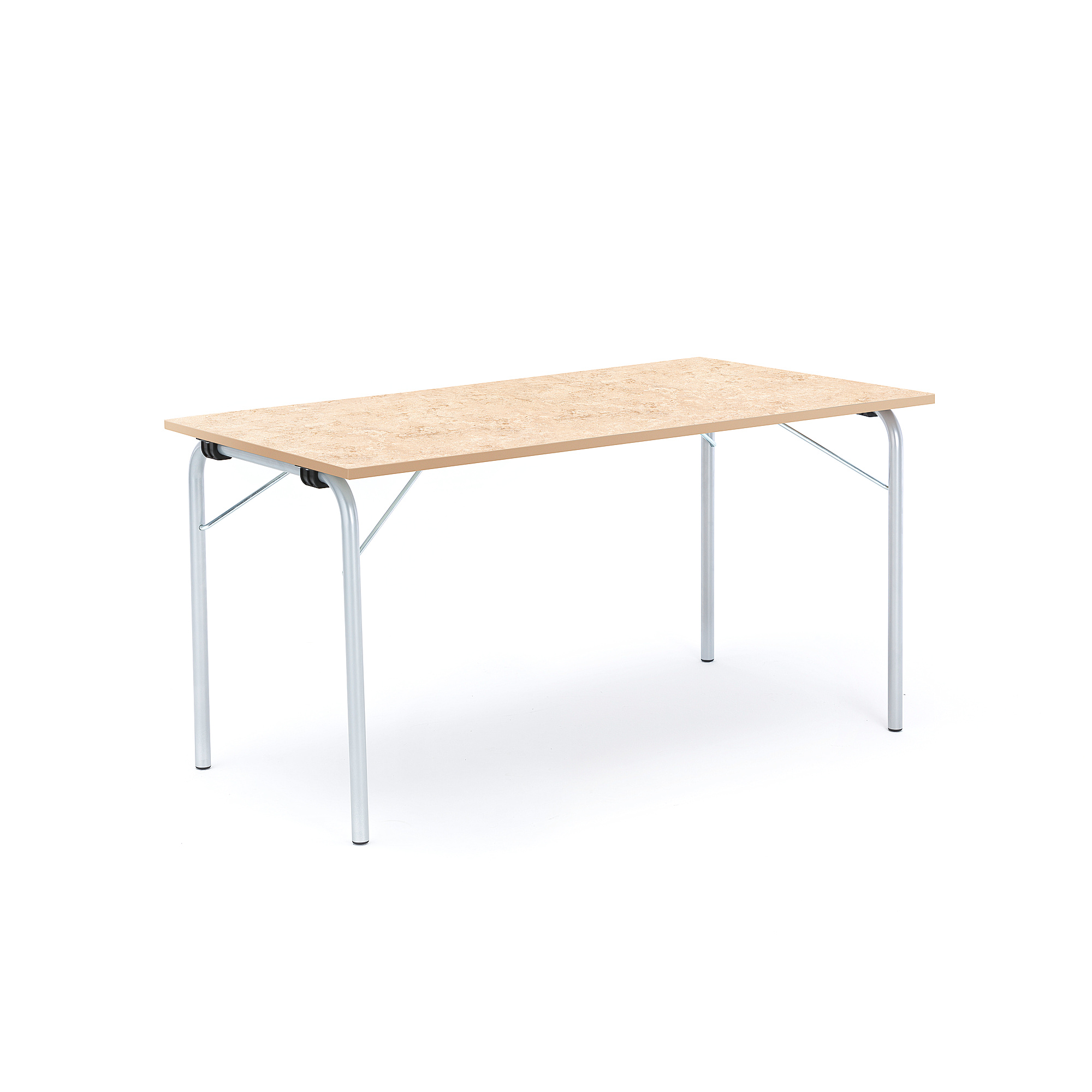 Skládací stůl NICKE, 1400x700x720 mm, stříbrný rám, béžové linoleum