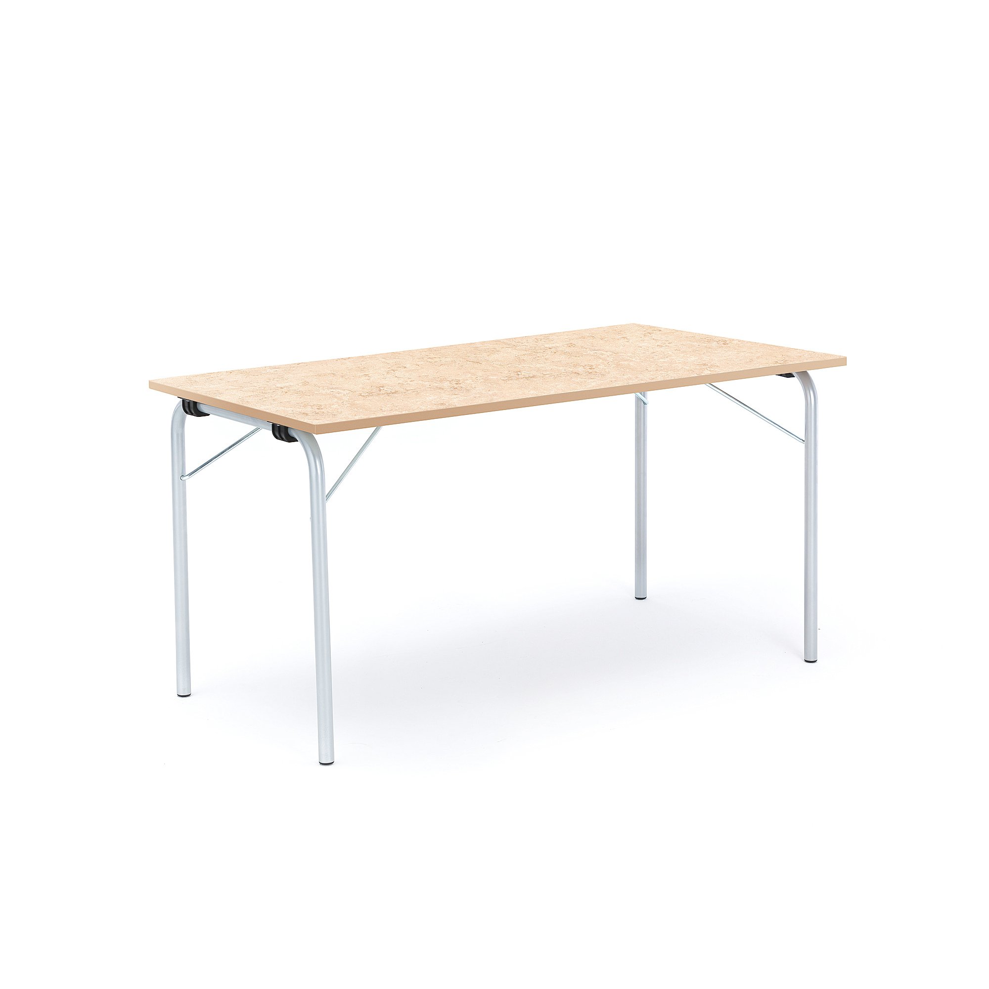 Levně Skládací stůl NICKE, 1400x700x720 mm, stříbrný rám, béžové linoleum