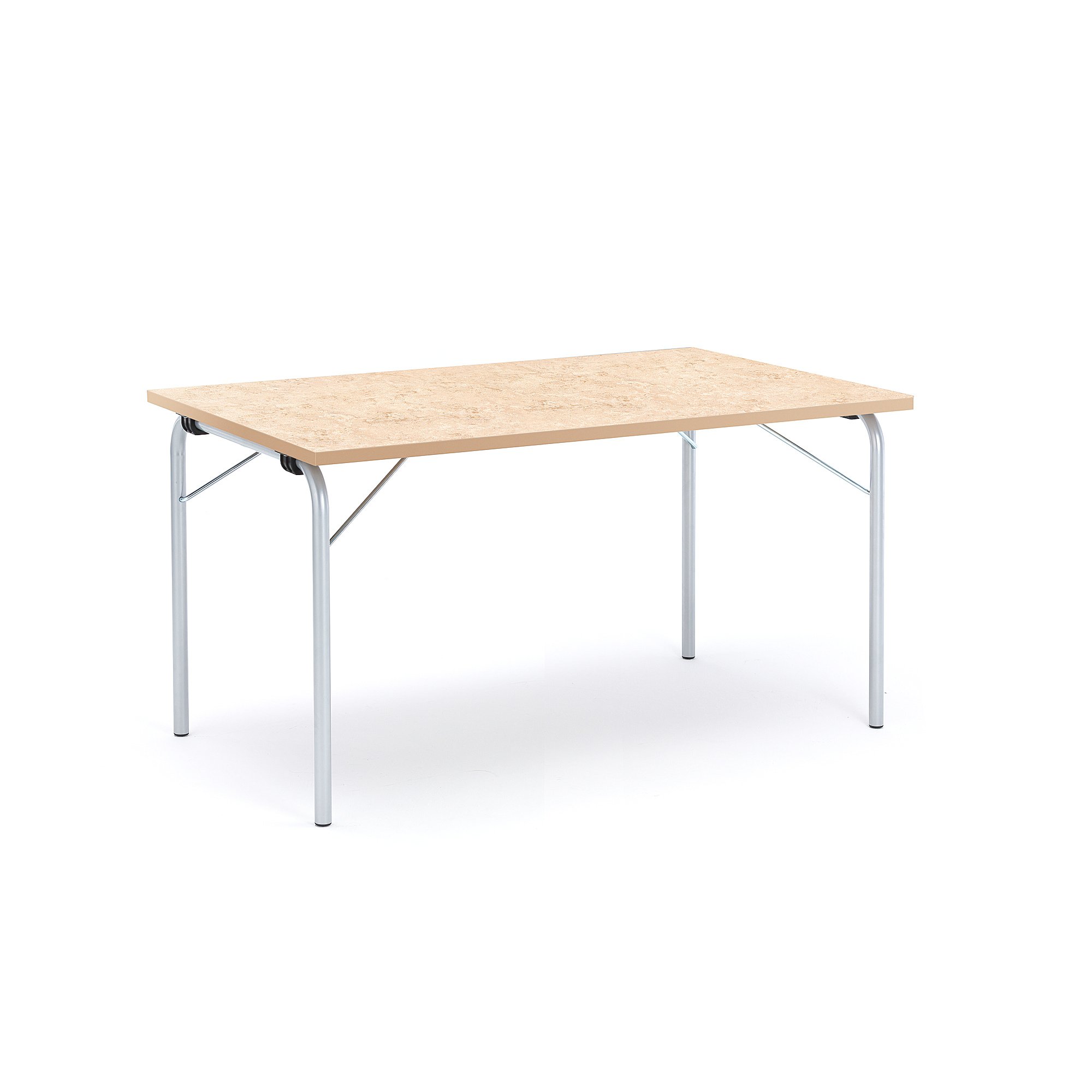 Skládací stůl NICKE, 1400x800x720 mm, stříbrný rám, béžové linoleum