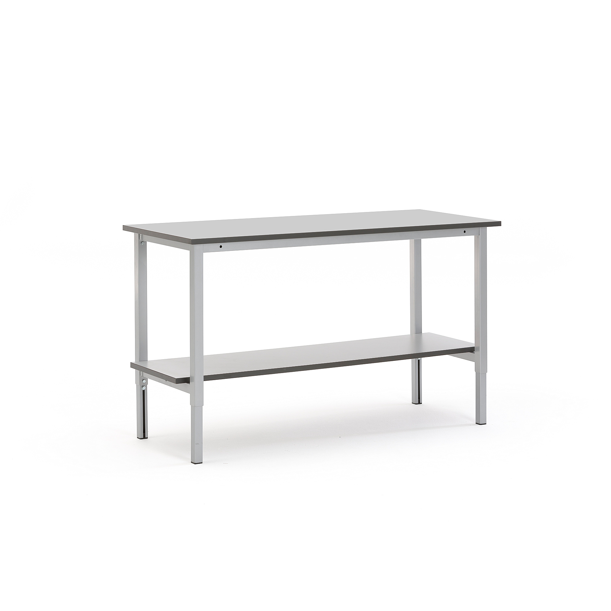 E-shop Manuálne výškovo nastaviteľný dielenský stôl MOTION, so spodnou policou, 1500x600 mm