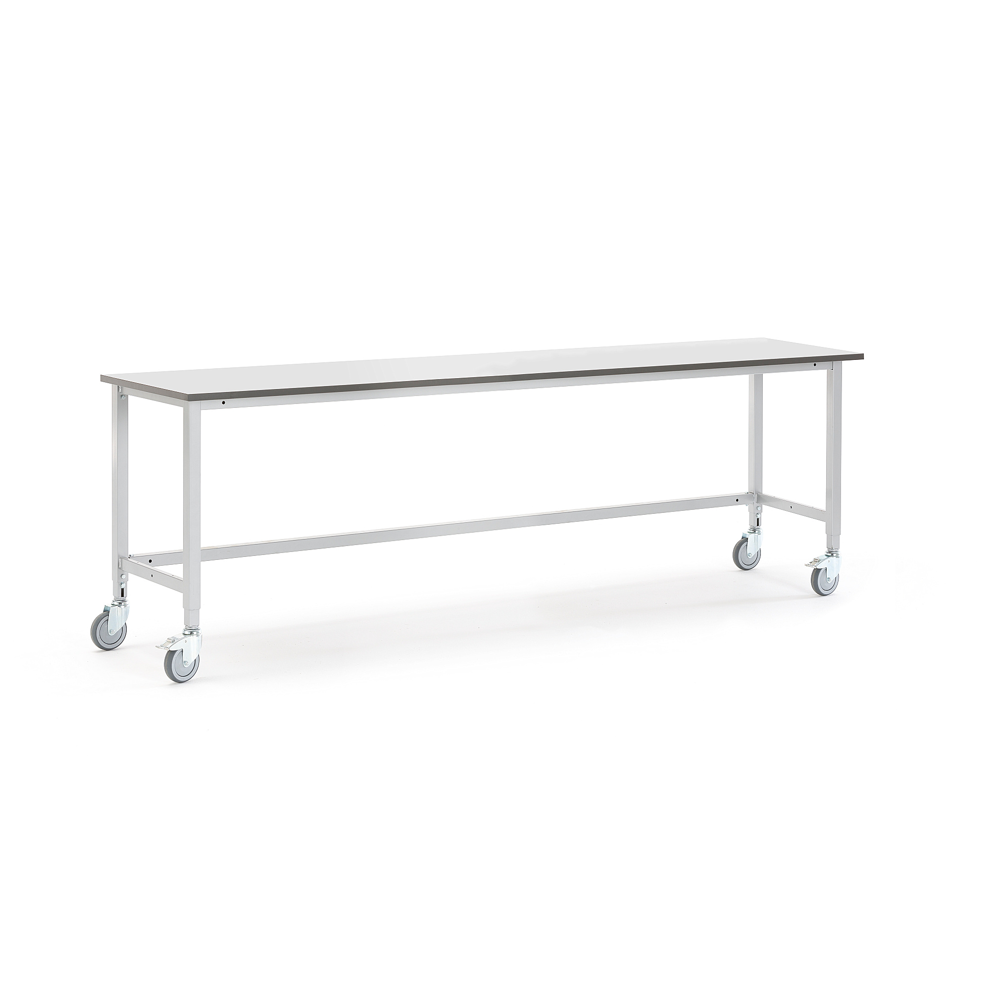 Pojízdný dílenský stůl MOTION, 2500x600 mm, šedá deska HPL