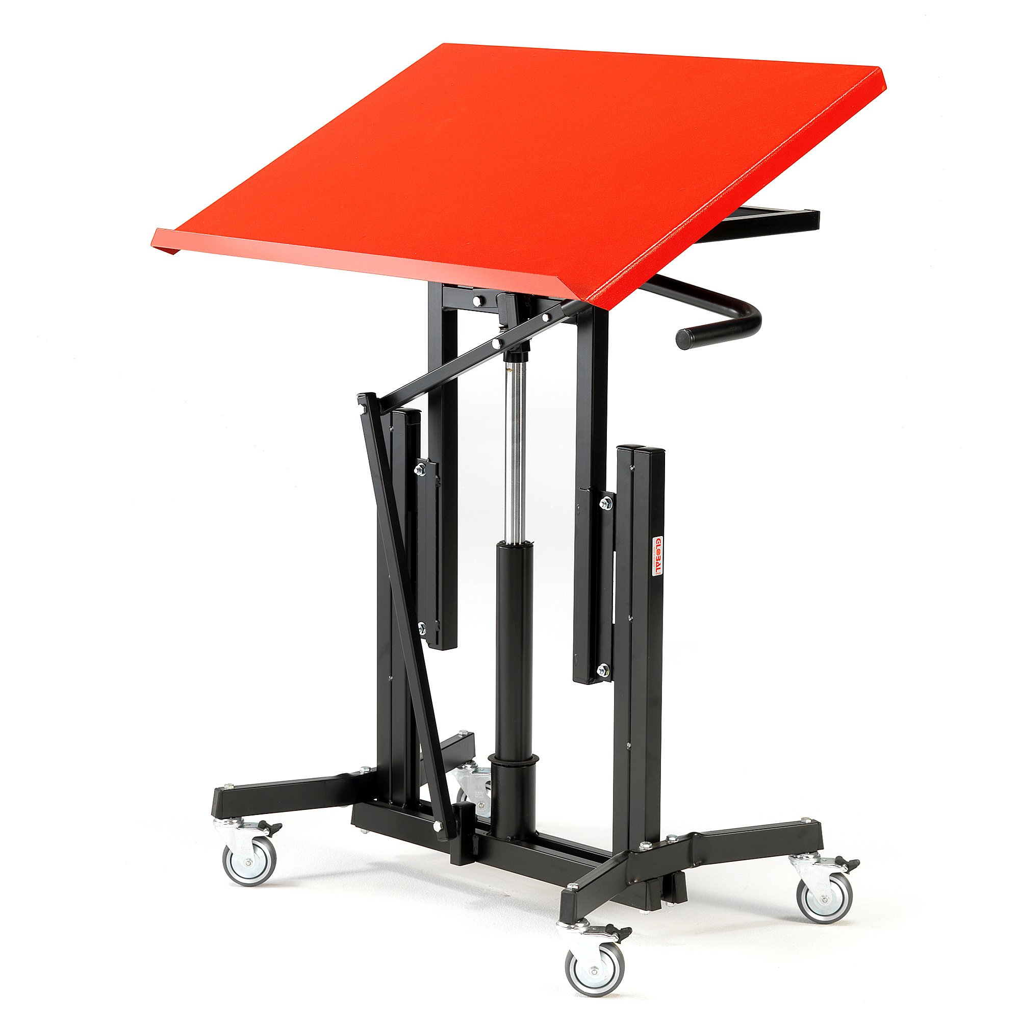 E-shop Baliaci stôl, montážny, Š 600 x D 800 mm, červený/čierny