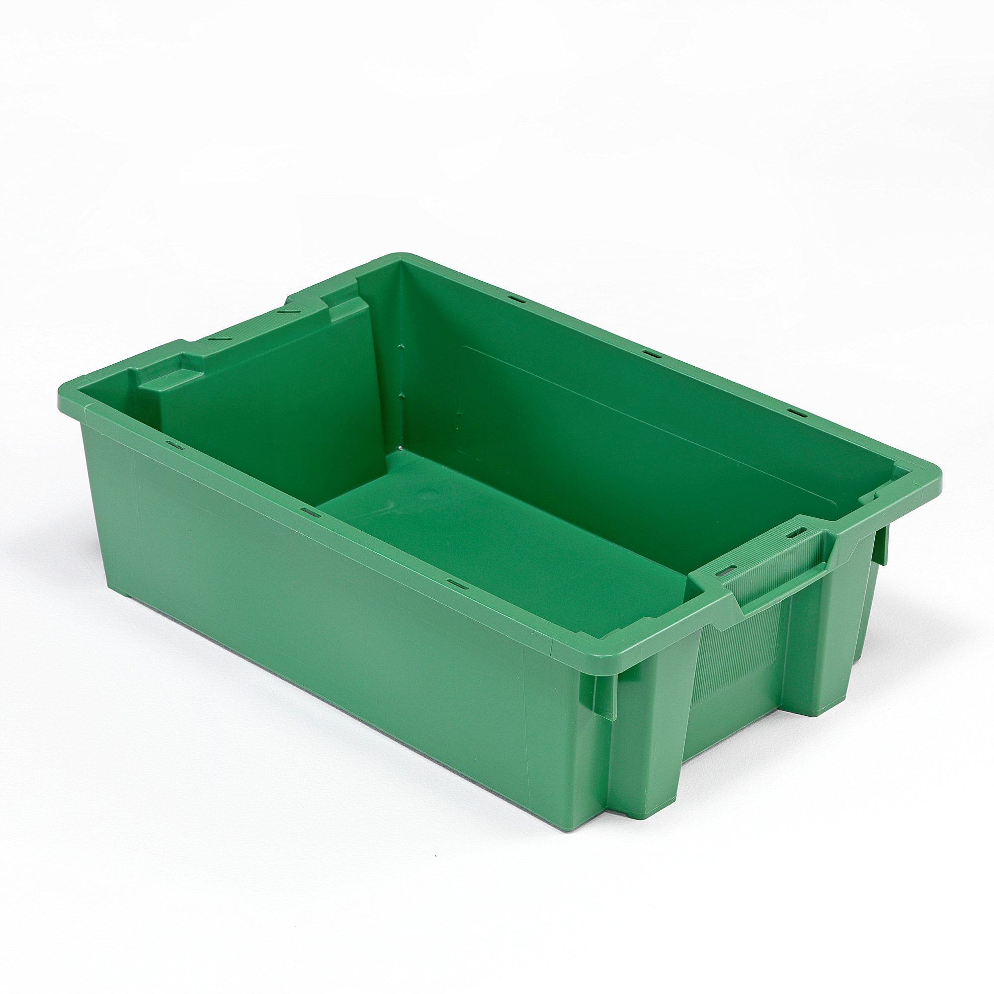 Plastová přepravka WHYTE, stohovatelná, 32 l, 600x400x180 mm, zelená