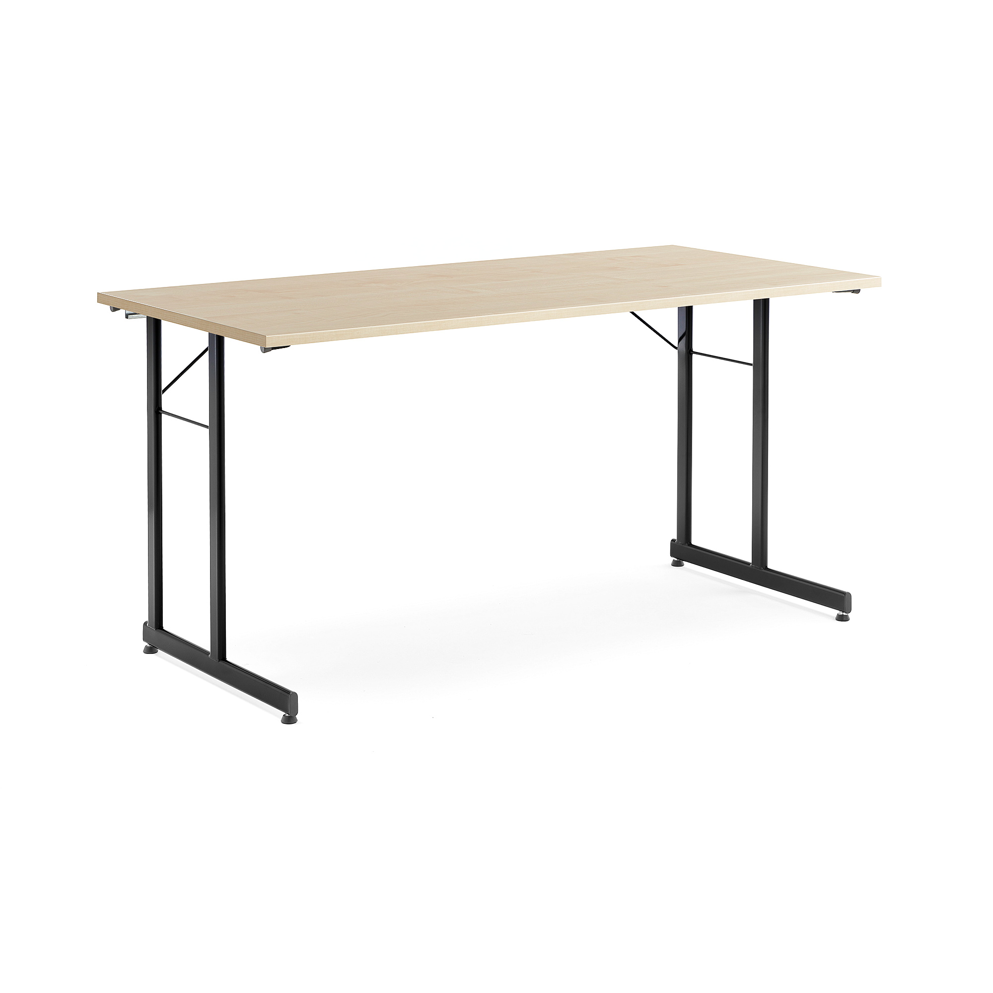 Skládací stůl CLAIRE, 1400x700 mm, bříza, černá