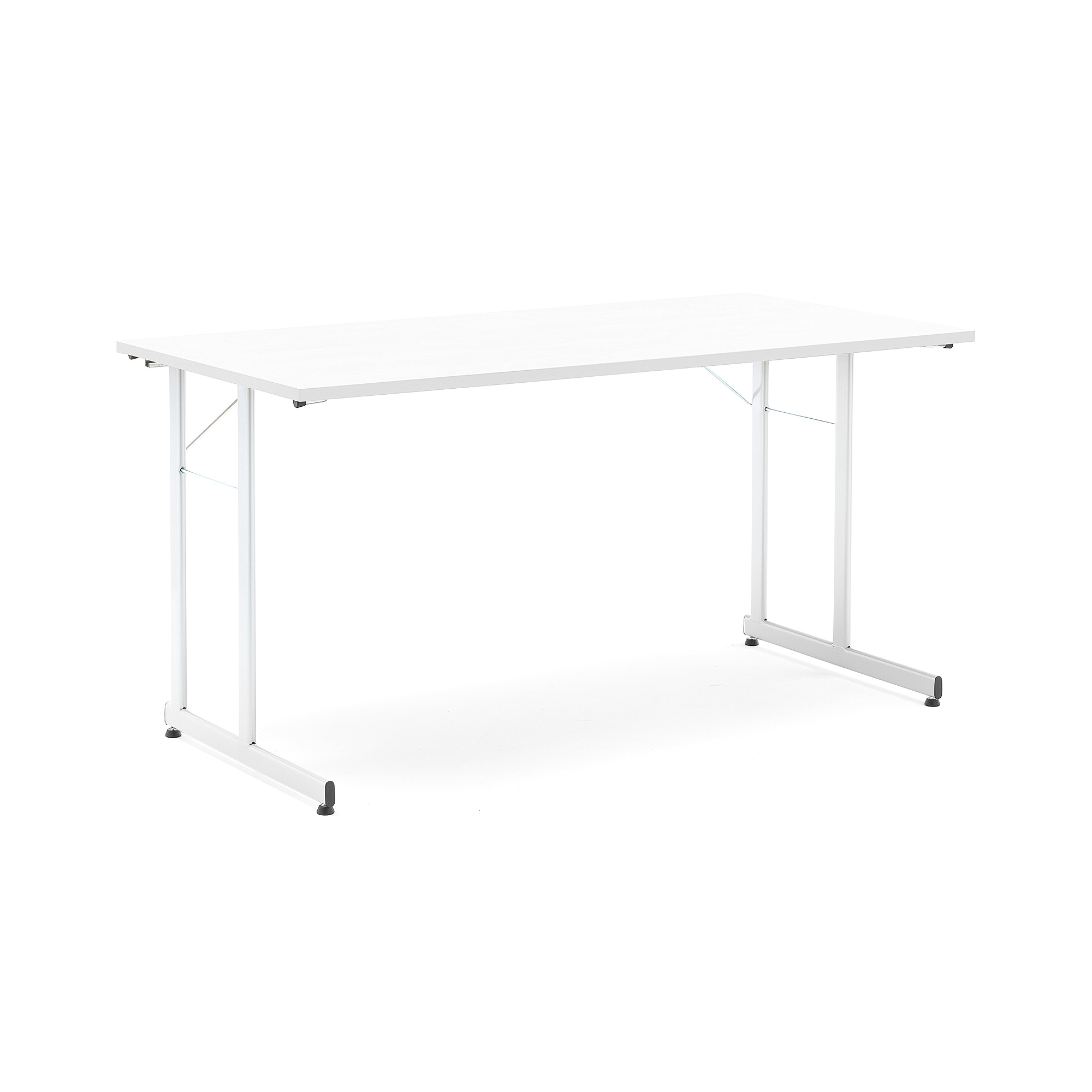 Skládací stůl CLAIRE, 1400x700 mm, bílá, hliníkově šedá