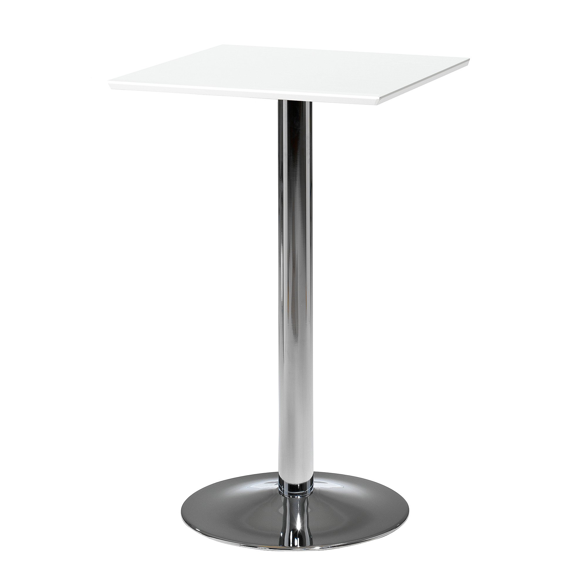 Barový stůl BIANCA, 700x700 mm, HPL, bílá/chrom