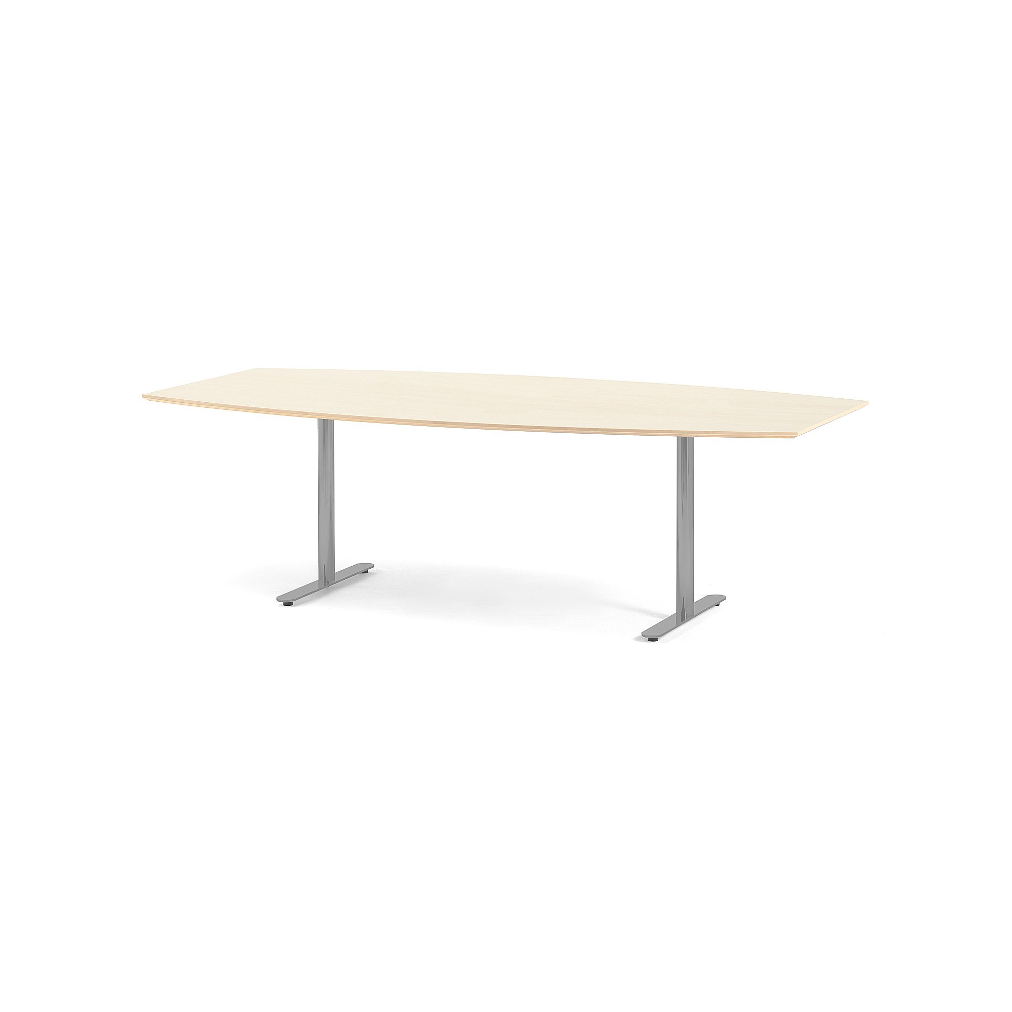 Jednací stůl SELMA, 2400x1200 mm, HPL, bříza, hliníkově šedá