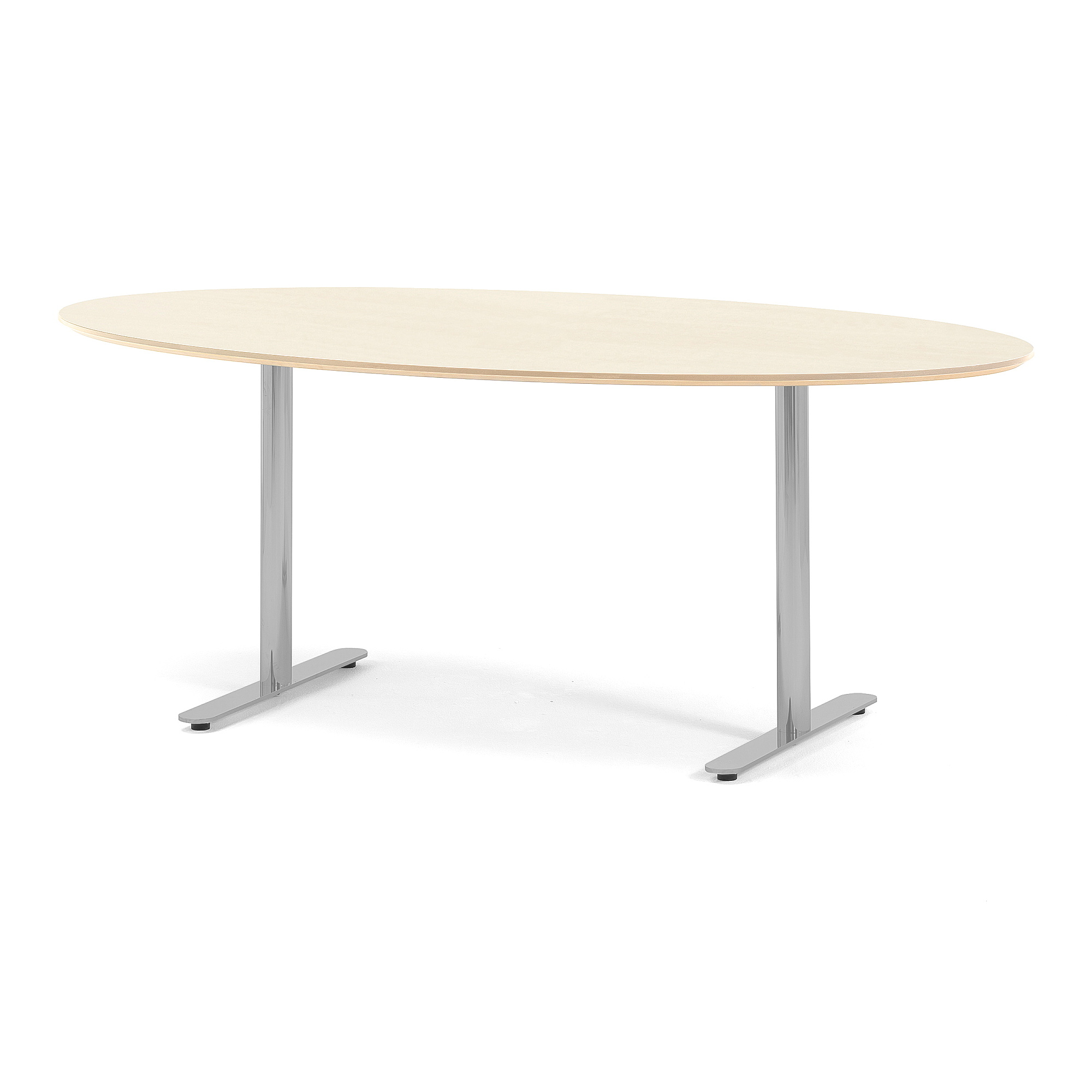 Rokovací stôl SELMA, oválny, 1900x1000 mm, breza/hliník