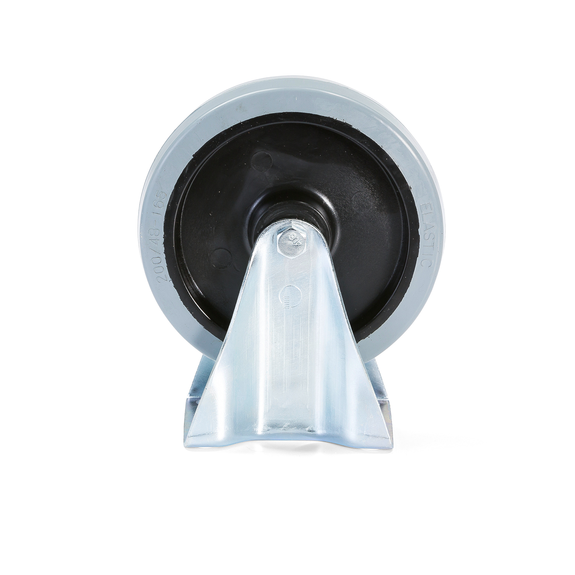 Fast hjul, 200x46 mm, 400 kg, elastiskt gummi - med