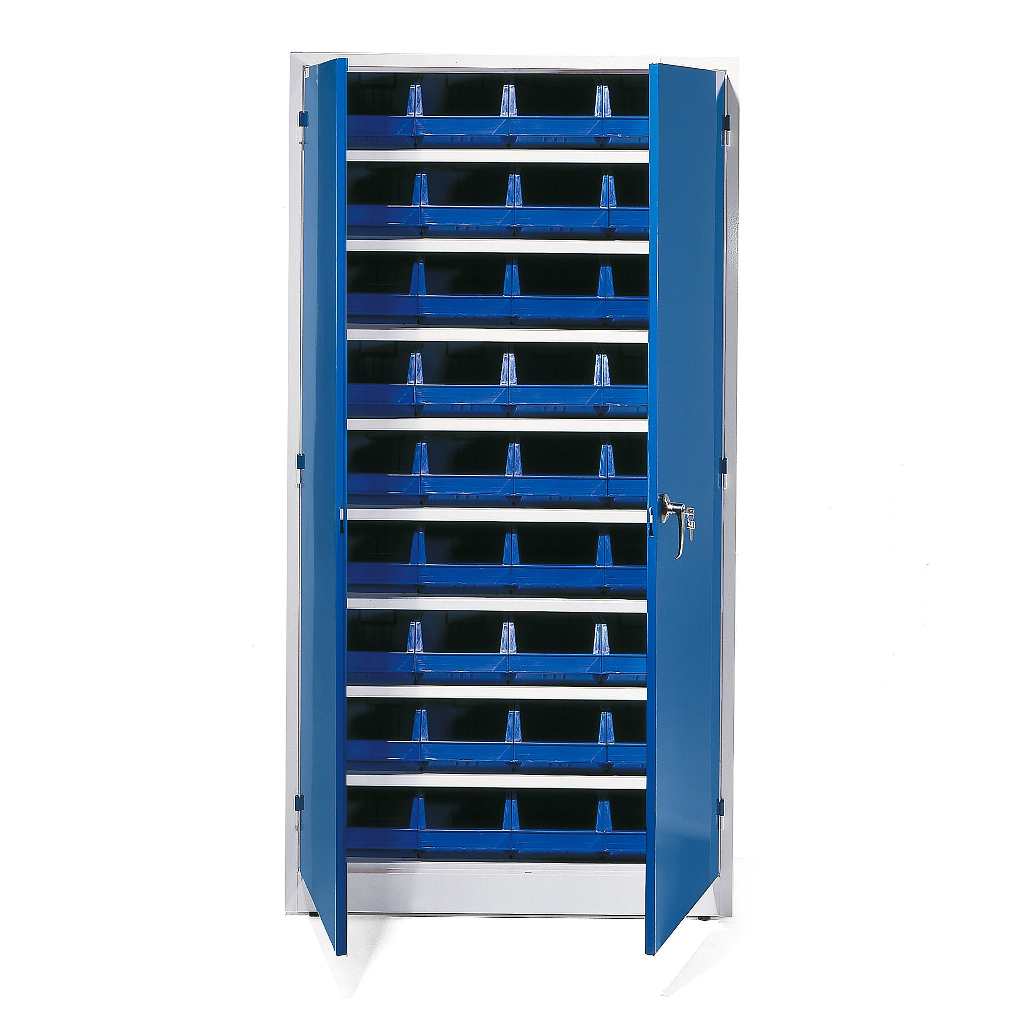 Levně Skříň s plastovými boxy 9000 + STYLE, 1900x1000x400 mm, 36 modrých boxů