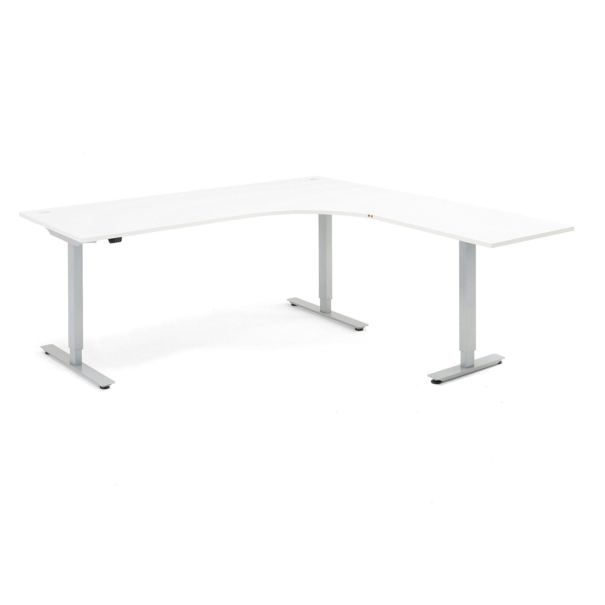 Výškovo nastaviteľný stôl FLEXUS, rohový, 2000x2000 mm, biela