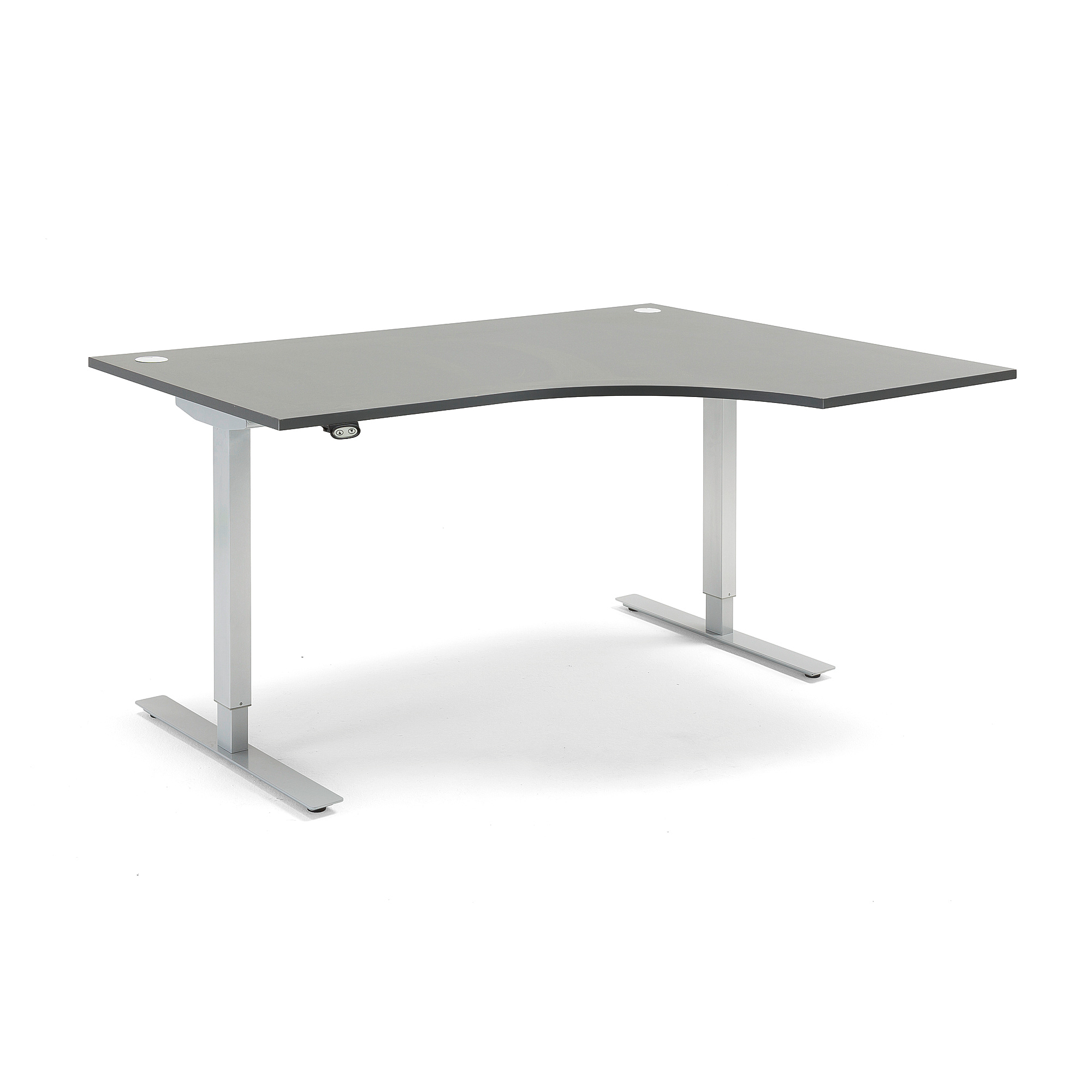 Výškovo nastaviteľný stôl FLEXUS, rohový, 1600x1200 mm, šedá