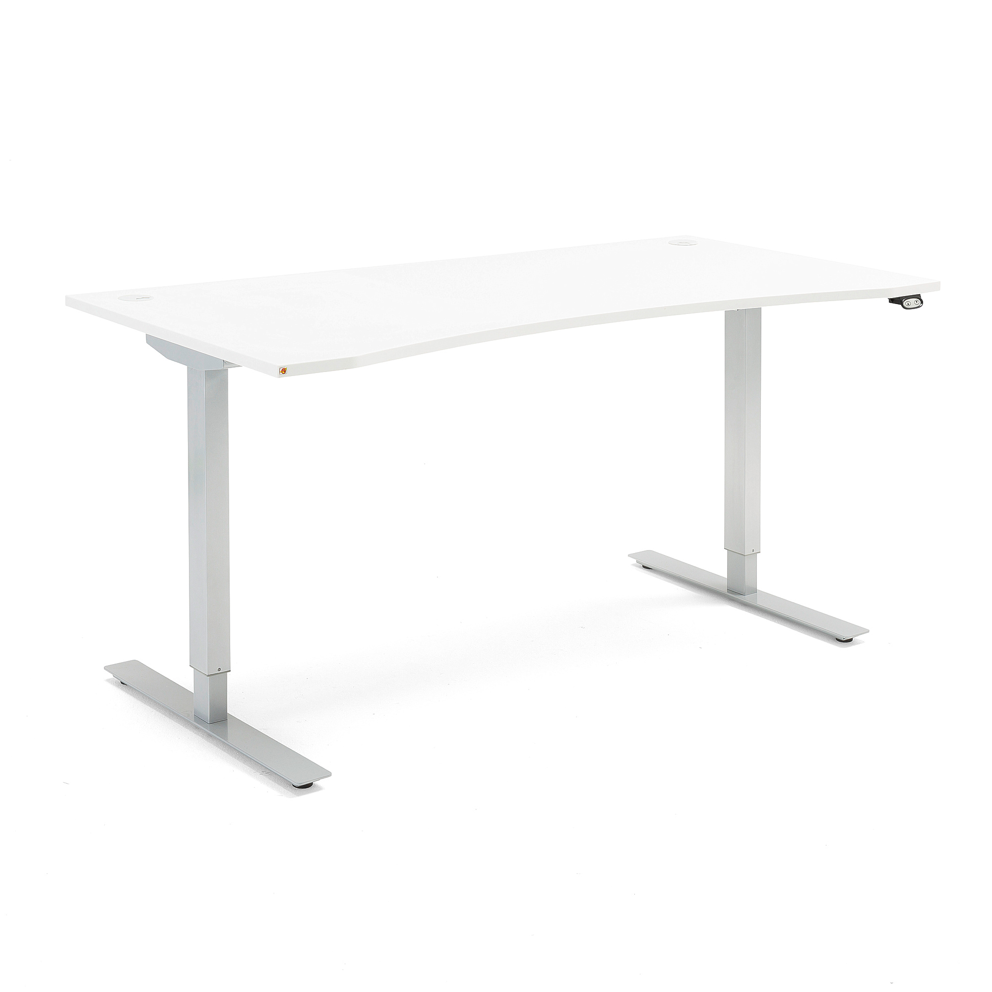 Výškovo nastaviteľný stôl FLEXUS, s vykrojením, 1600x800 mm, biela
