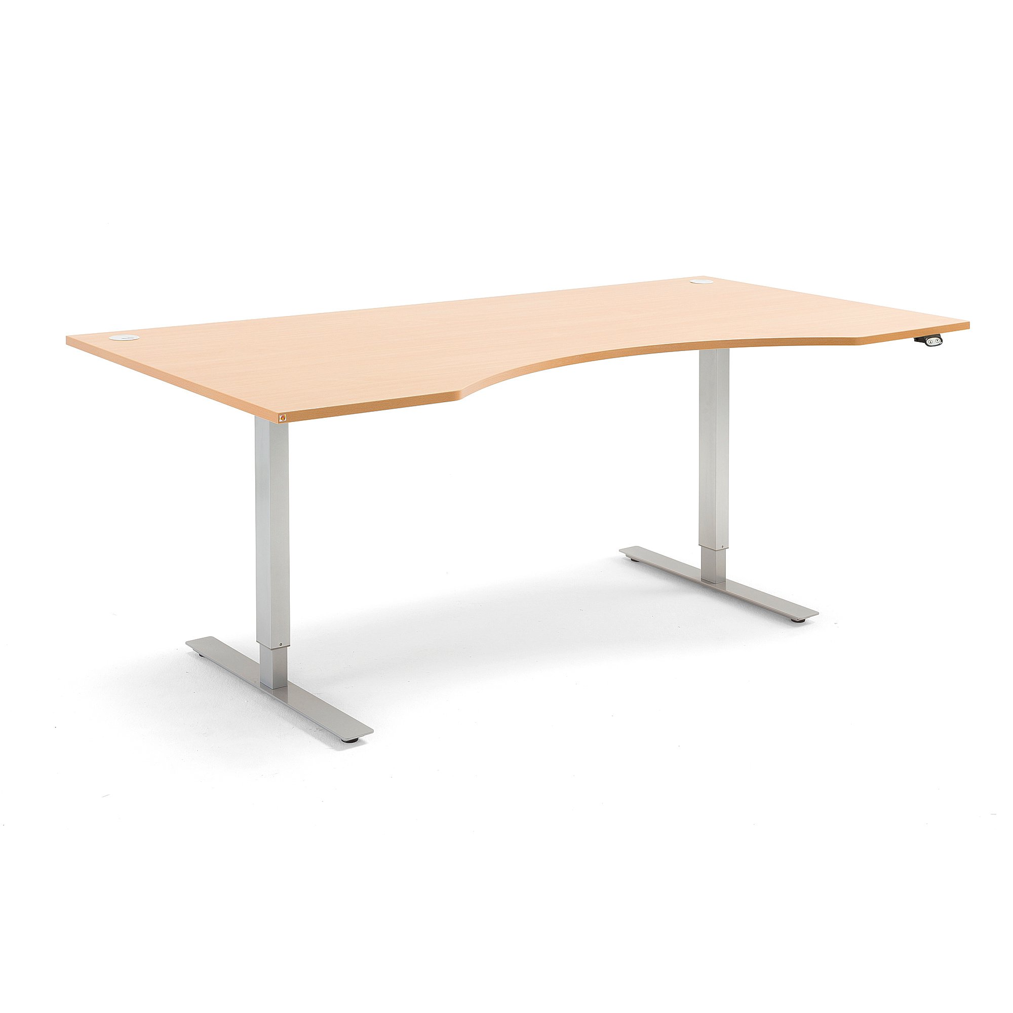 Výškovo nastaviteľný stôl FLEXUS, s vykrojením, 2000x1000 mm, buk