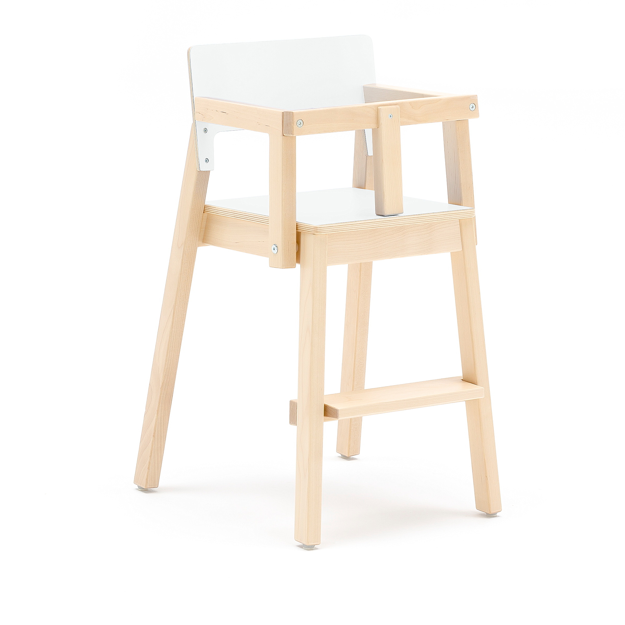 Vysoká dětská židle LOVE, s područkami a zábranou, výška 500 mm, bříza, bílá