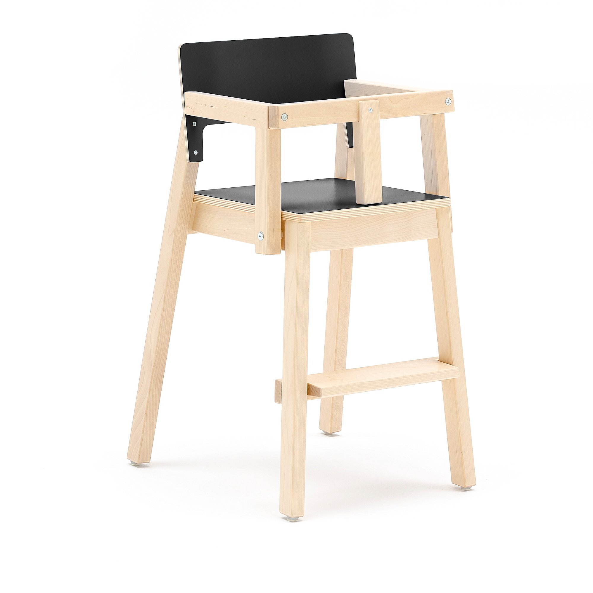 E-shop Detská jedálenská stolička LOVE, V 500 mm, breza, laminát - čierna