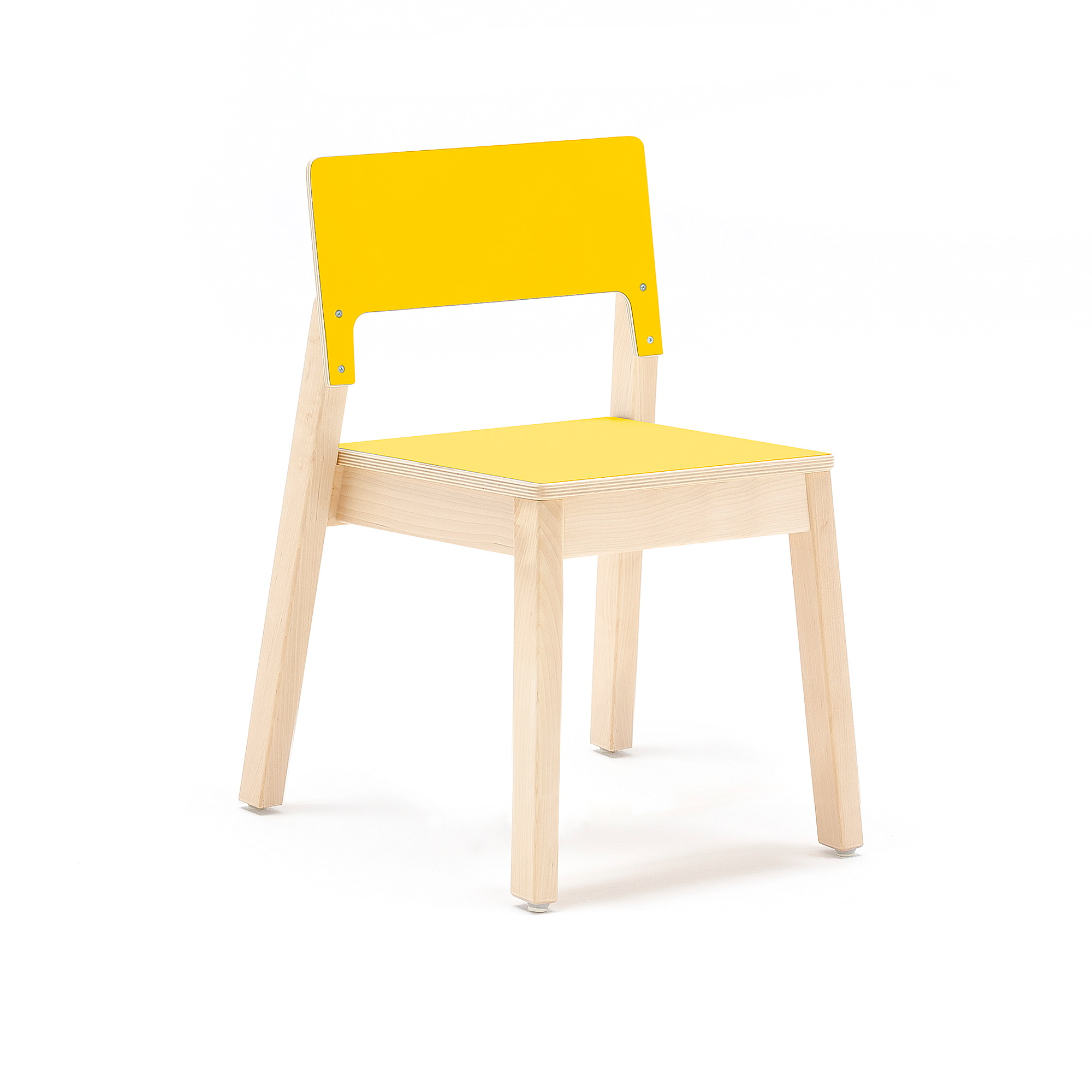 Dětská židle LOVE, výška 380 mm, bříza, žlutá