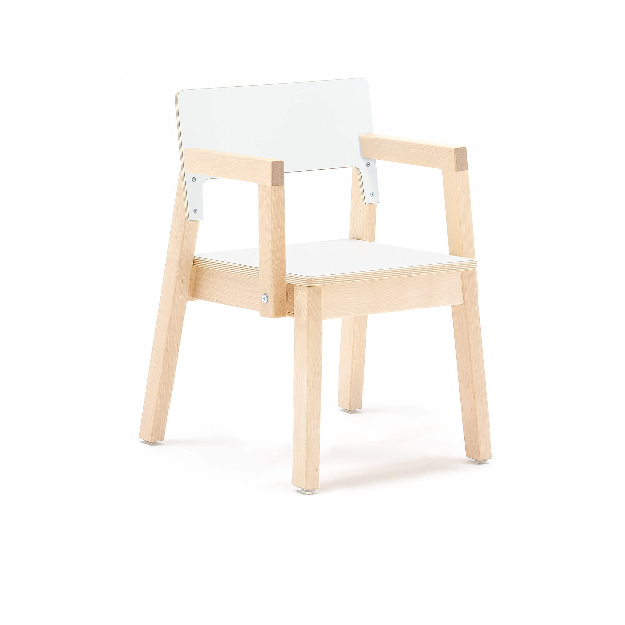 E-shop Detská stolička LOVE s opierkami rúk, V 350 mm, breza, laminát - biela