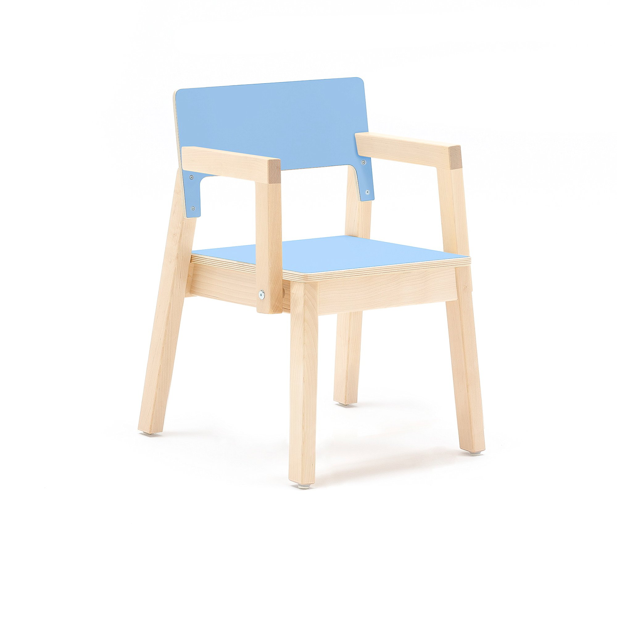 Dětská židle LOVE, s područkami, výška 350 mm, bříza, modrá