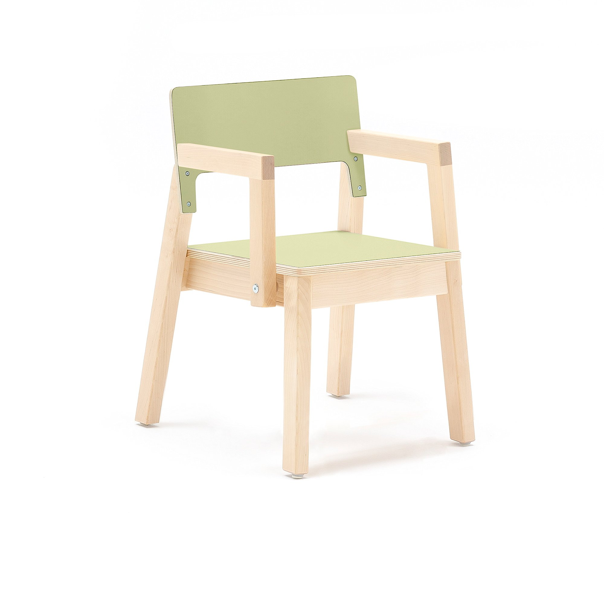 Dětská židle LOVE, s područkami, výška 350 mm, bříza, zelená