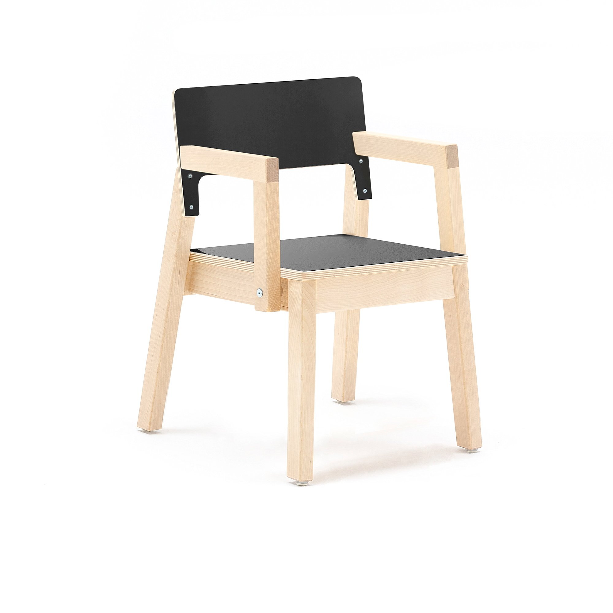 E-shop Detská stolička LOVE s opierkami rúk, V 350 mm, breza, laminát - čierna