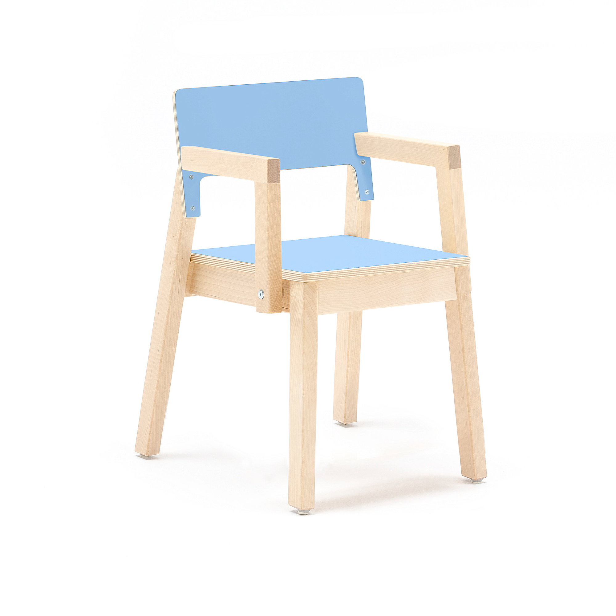Dětská židle LOVE, s područkami, výška 380 mm, bříza, modrá