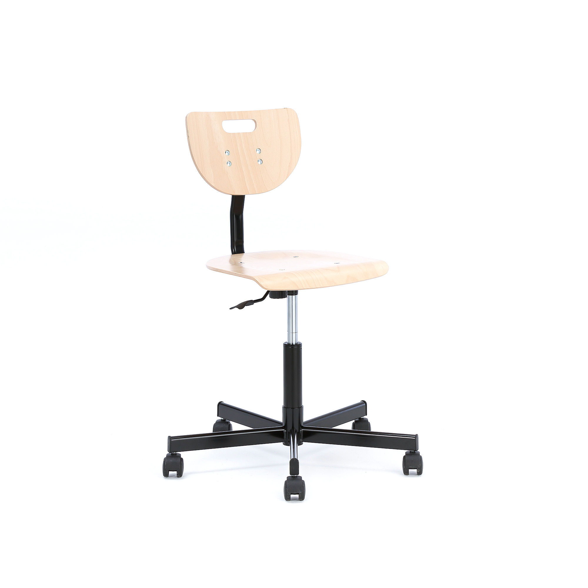 E-shop Pracovná dielenská stolička PALMER, s kolieskami, výška 400-535 mm, buk