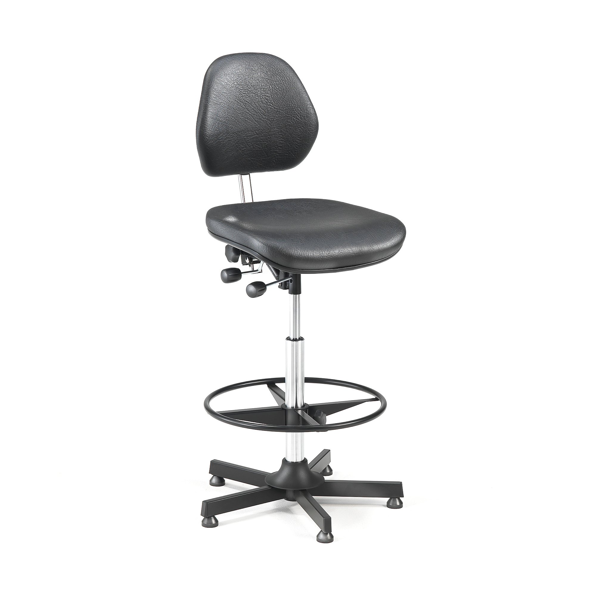 Levně Pracovní židle AUGUSTA, 650-900 mm, opěrný kruh, koženka, černá