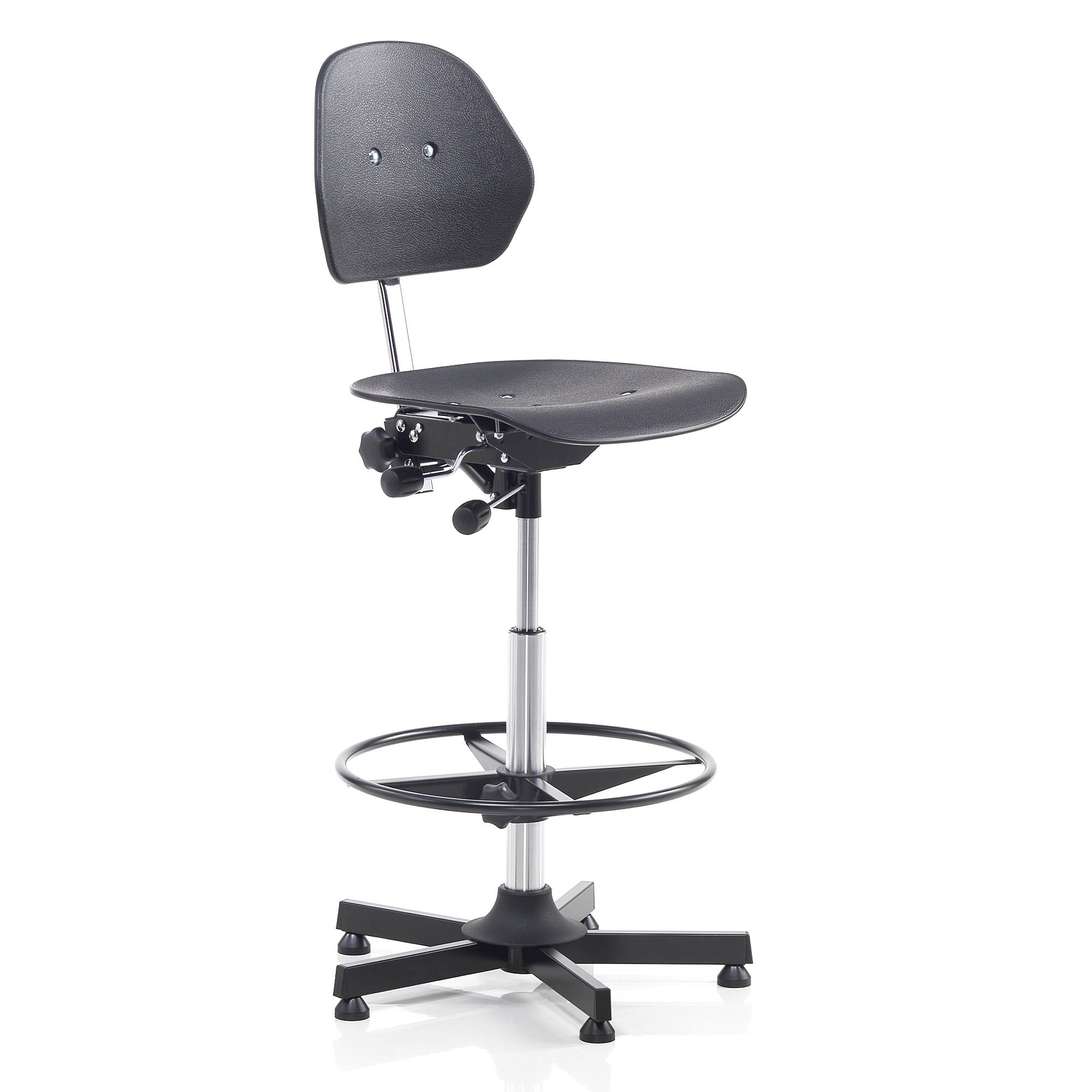 E-shop Pracovná dielenská stolička CLAYTON, výška 650-900 mm, čierna