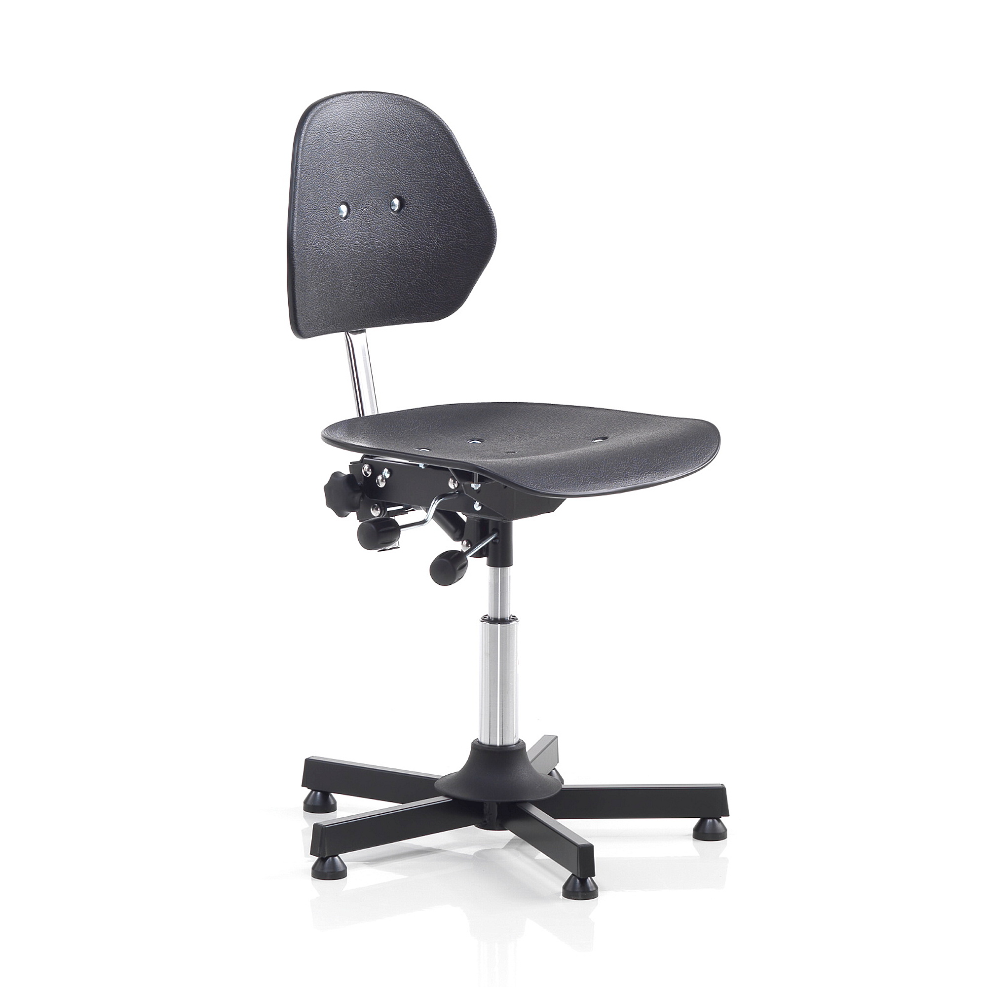 E-shop Pracovná dielenská stolička CLAYTON, výška 475-600 mm, čierna