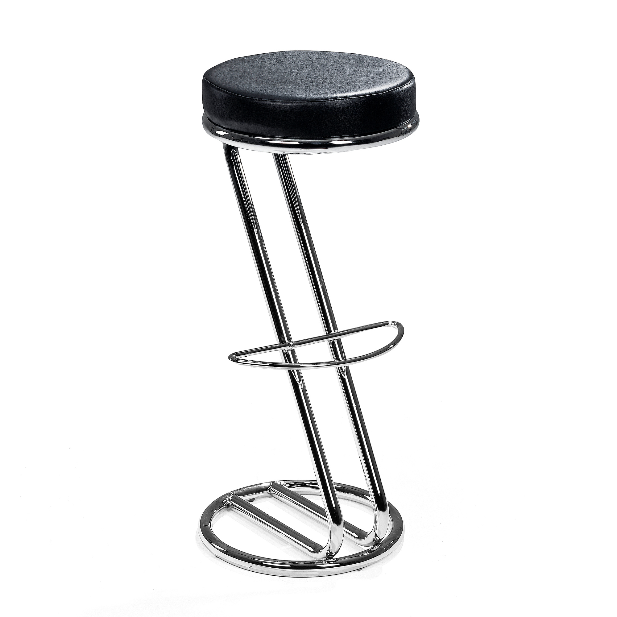 Barová stolička BALTIMORE, priemer sedáku 340 mm, čierna koženka