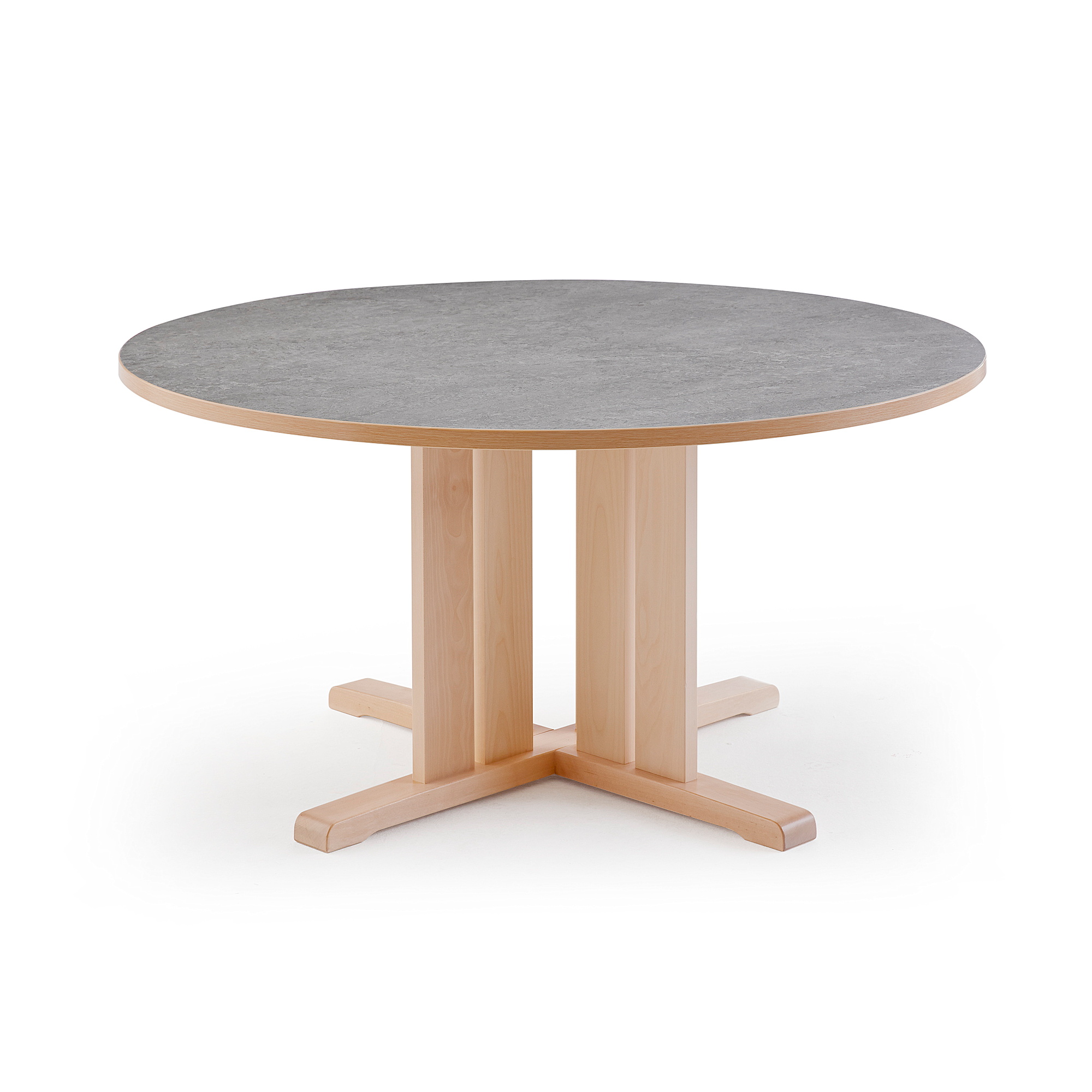 Stůl KUPOL, Ø1200x720 mm, akustické linoleum, bříza/šedá