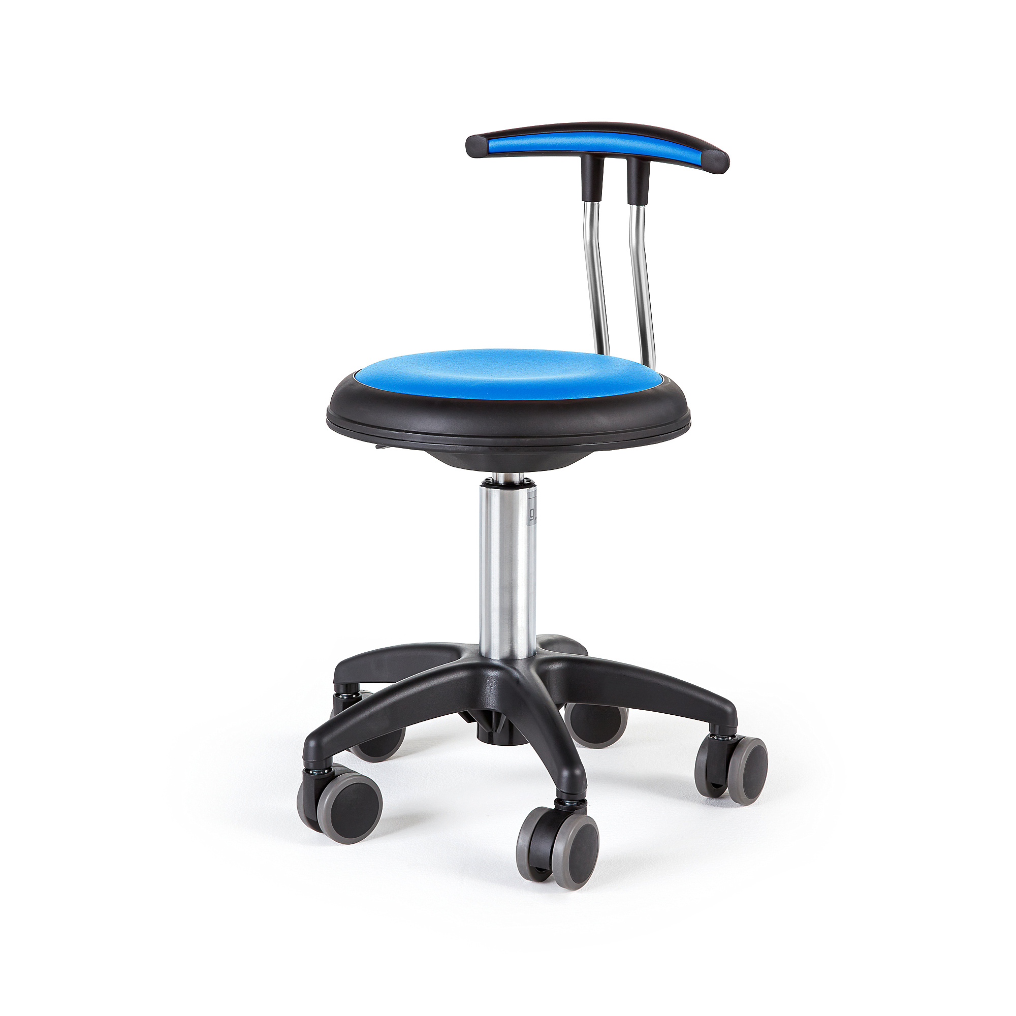 Stolička na kolečkách STAR, 380-480 mm, umělá kůže, modrá