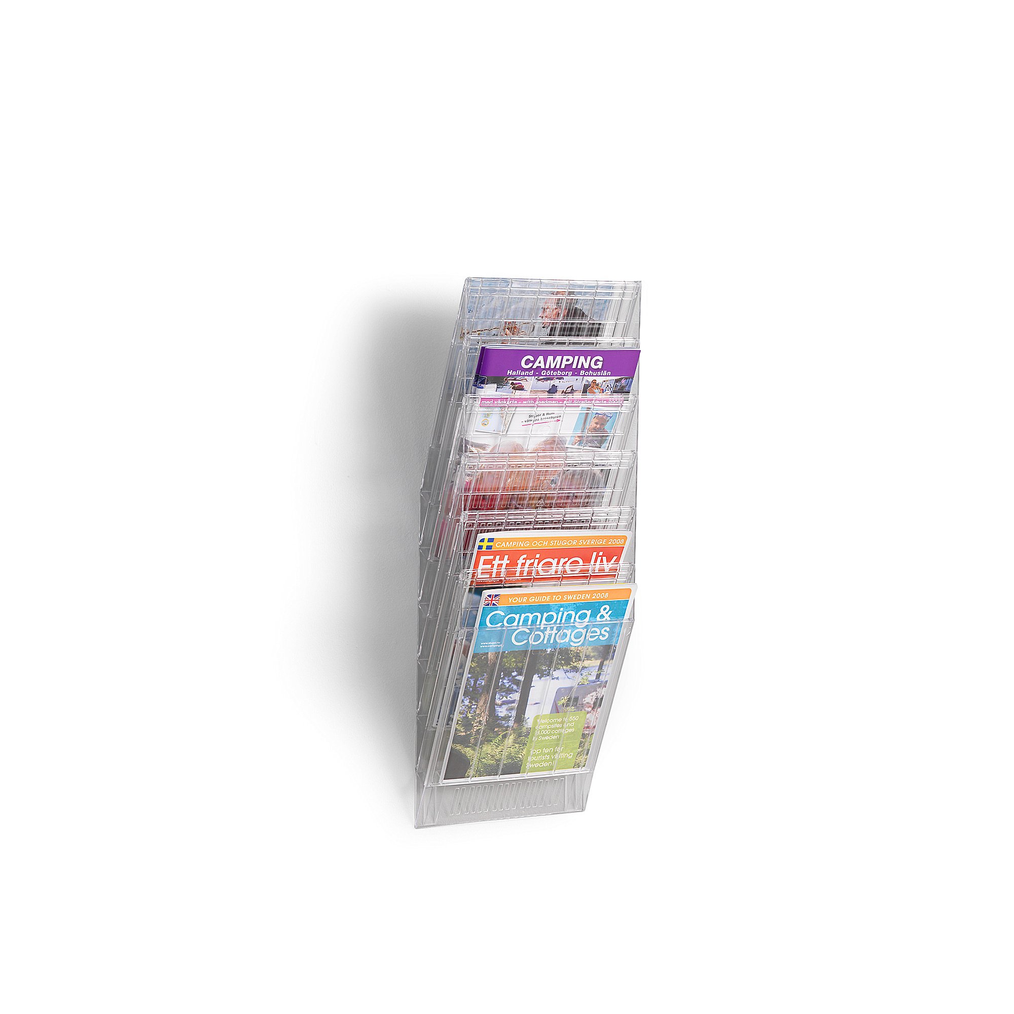 E-shop Nástenný stojan na prospekty/časopisy INFORM, 6 x A4 na výšku, priehľadný