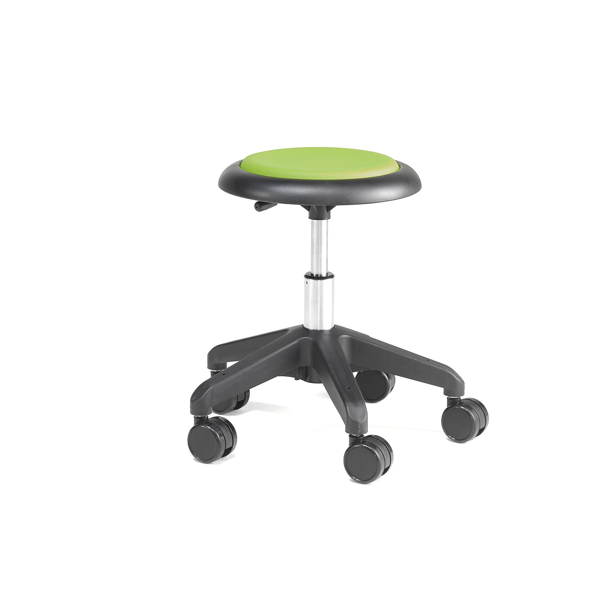 E-shop Pracovná dielenská stolička MICRO, s kolieskami, výška 380-510 mm, zelená