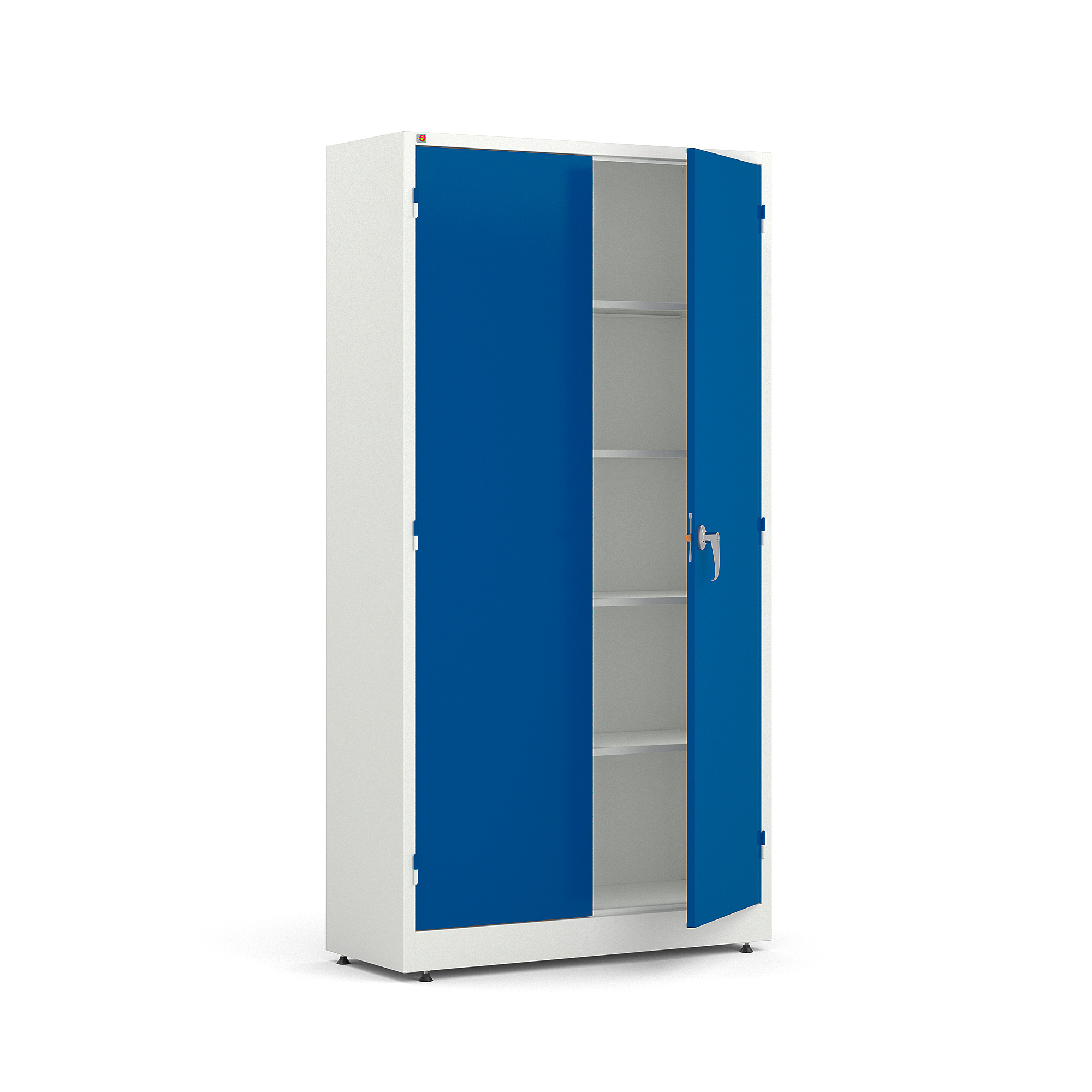 Levně Kovová skříň STYLE, 1900x1000x400 mm, bílá, modré dveře
