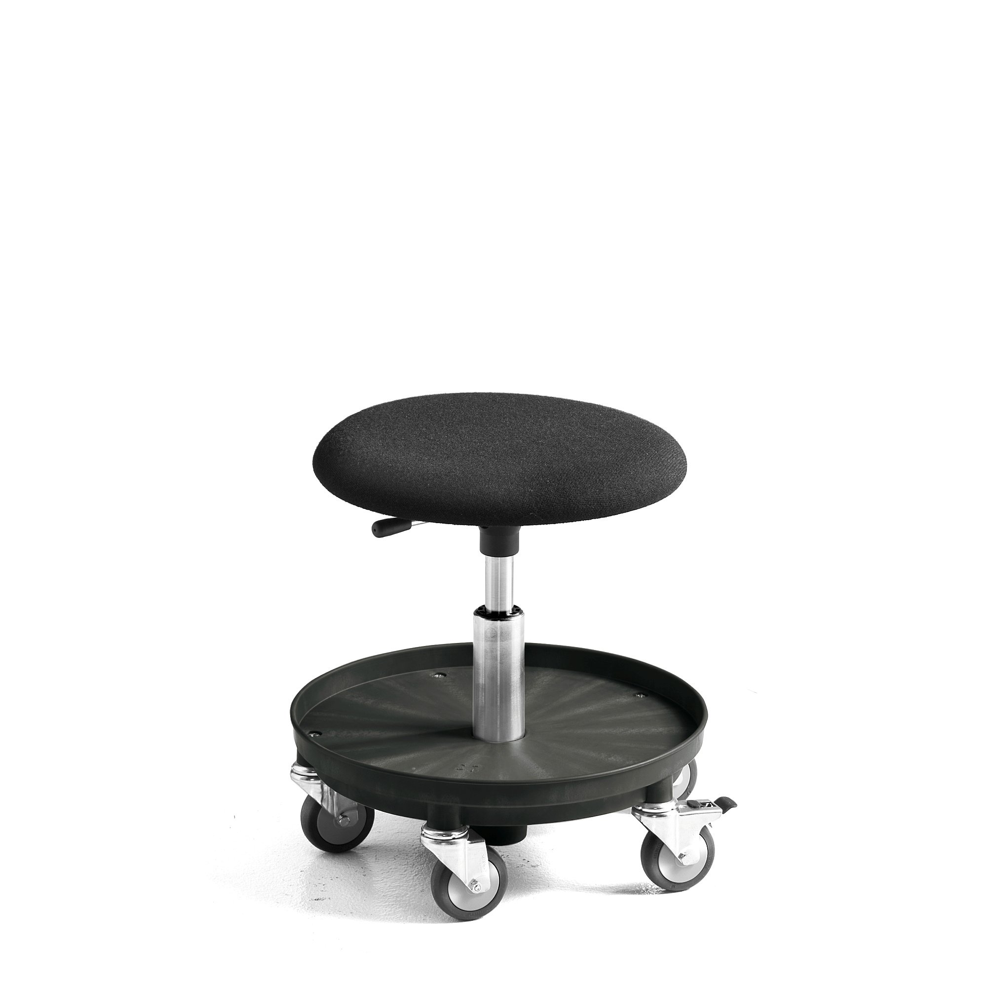 E-shop Pracovná dielenská stolička MIDI, s kolieskami, výška 370-500 mm, čierna