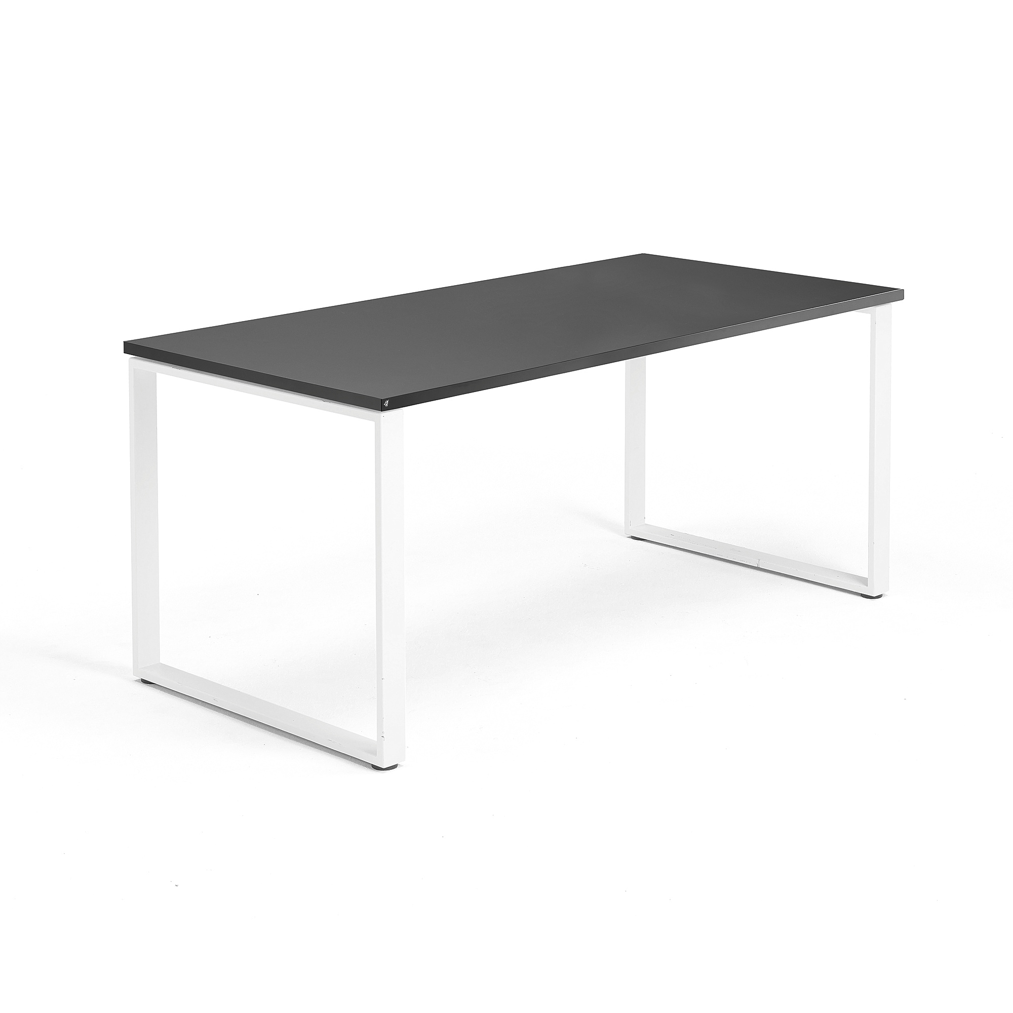 Levně Psací stůl QBUS, O-podnož, 1600x800 mm, bílý rám, černá