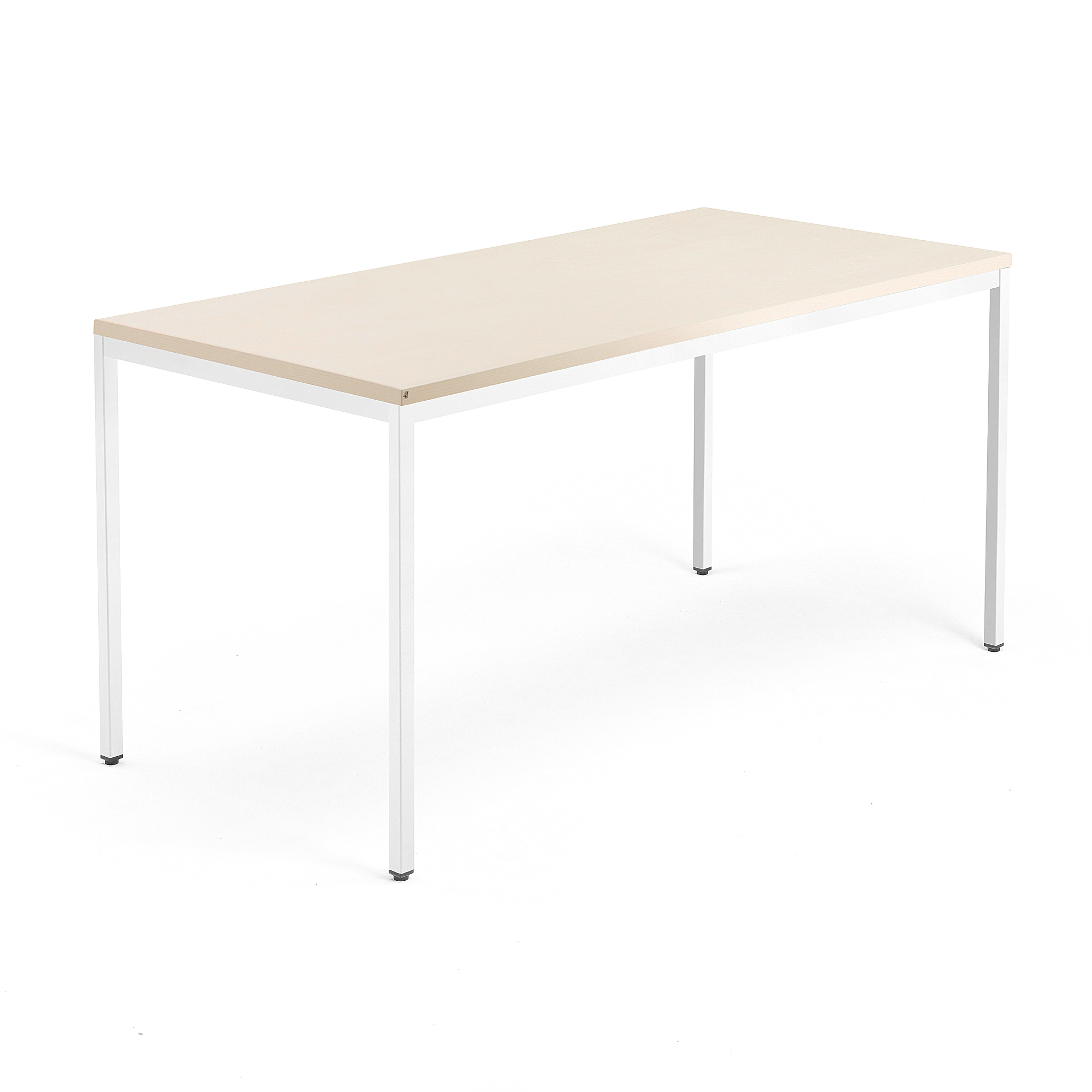 Jednací stůl QBUS, 4 nohy, 1600x800 mm, bílý rám, bříza