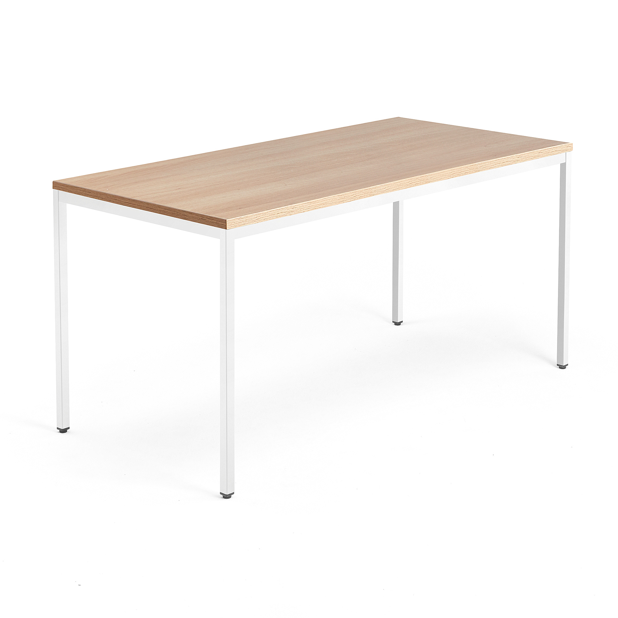 Jednací stůl QBUS, 4 nohy, 1600x800 mm, bílý rám, dub