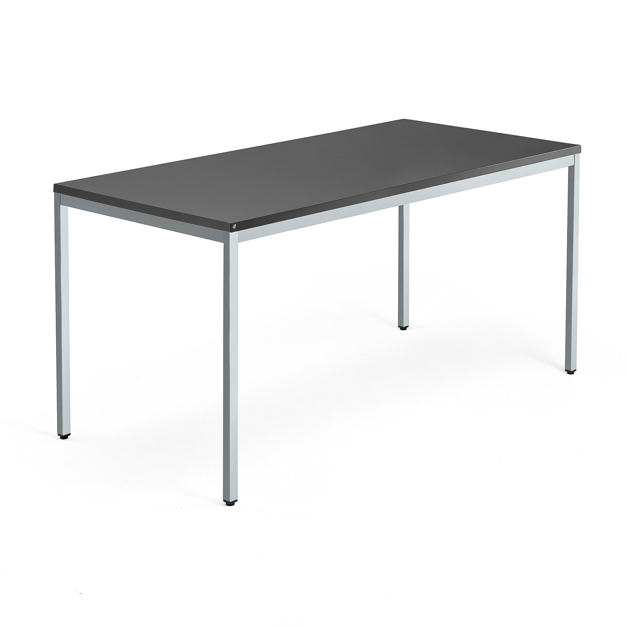 Stôl MODULUS, 1600x800 mm, strieborná konštrukcia, čierny