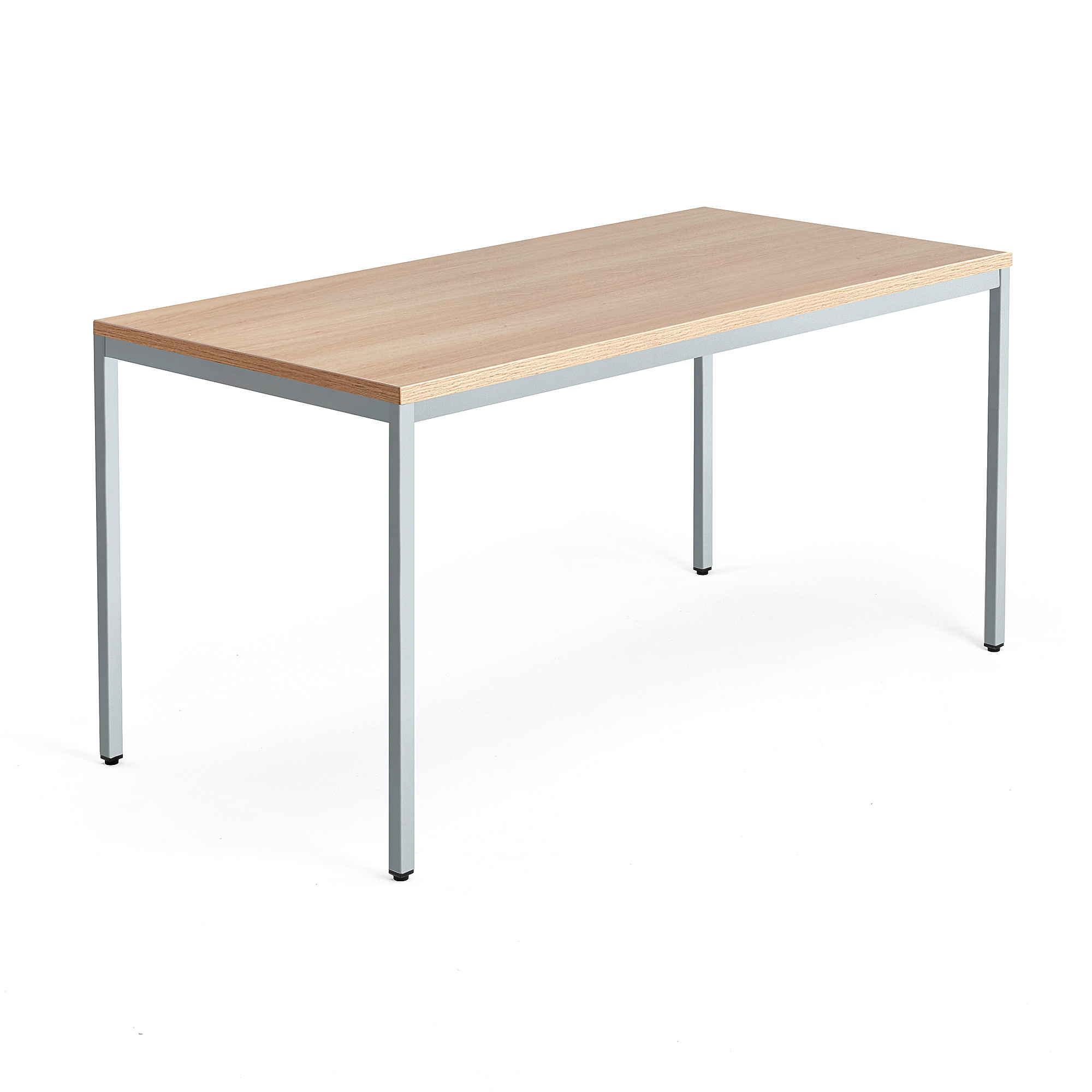 Psací stůl QBUS, 4 nohy, 1600x800 mm, stříbrný rám, dub