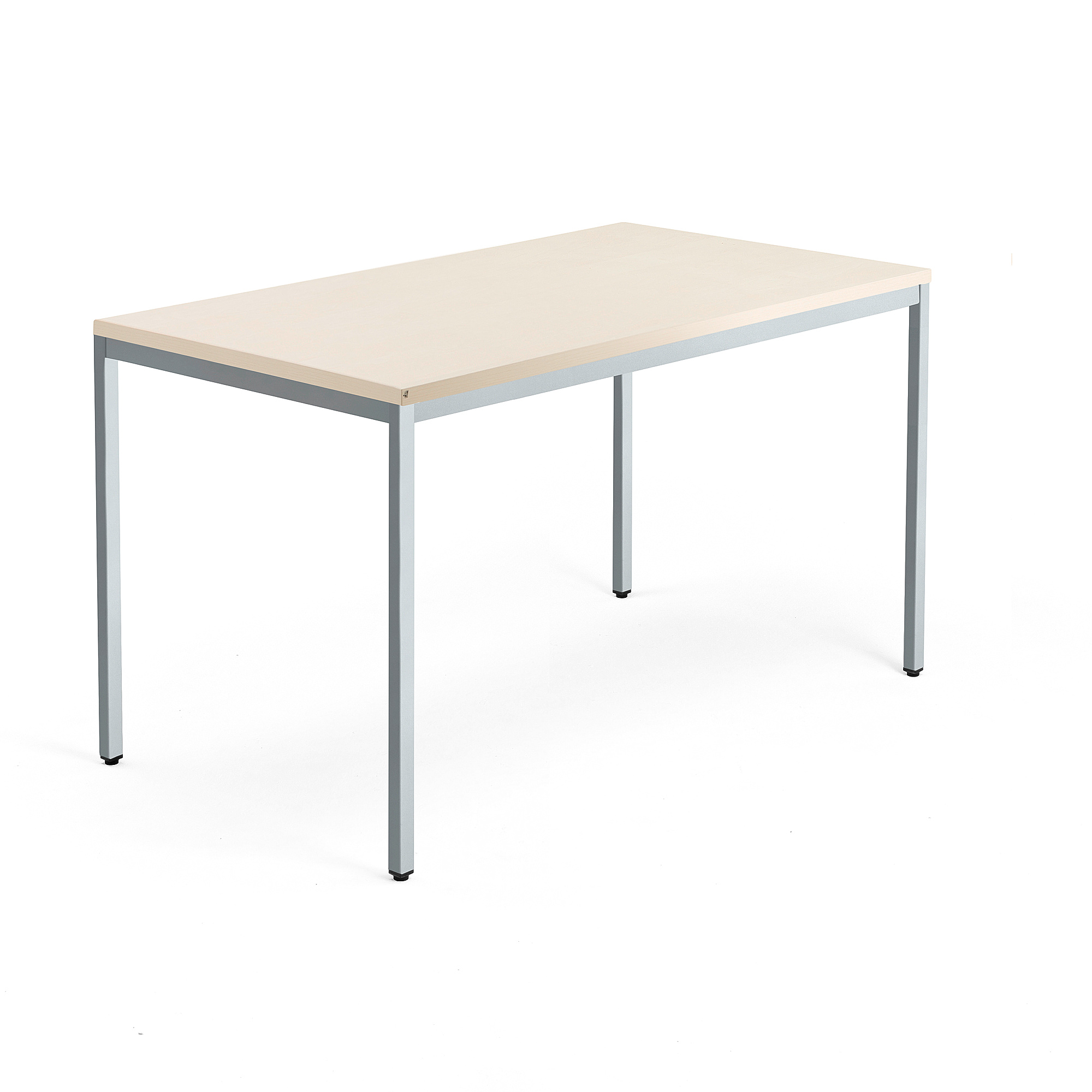 Psací stůl QBUS, 4 nohy, 1400x800 mm, stříbrný rám, bříza