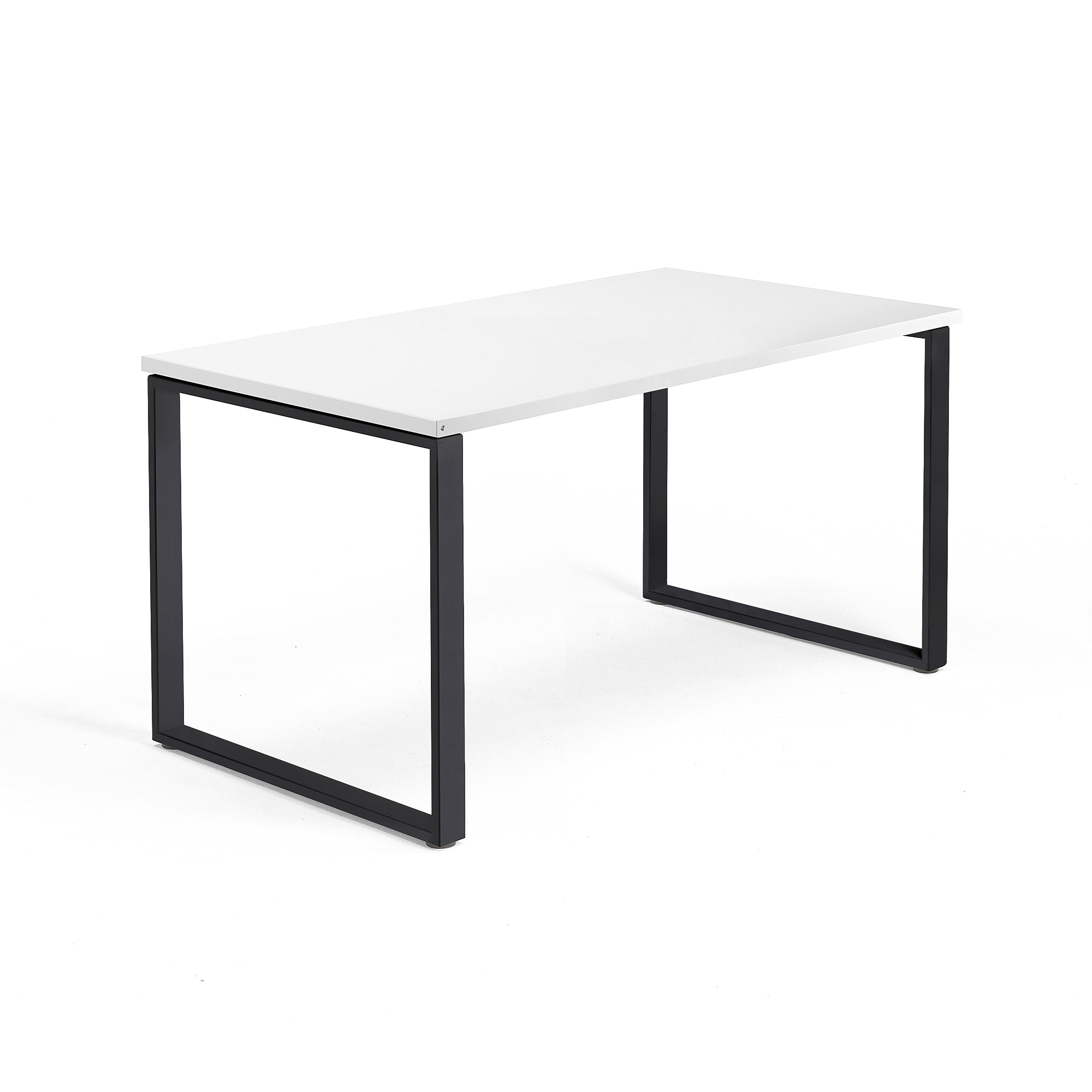 Psací stůl QBUS, O-podnož, 1400x800 mm, černý rám, bílá