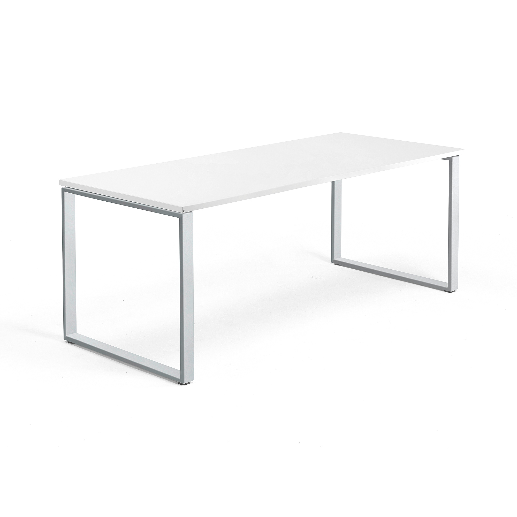 Levně Psací stůl QBUS, O-podnož, 1800x800 mm, stříbrný rám, bílá