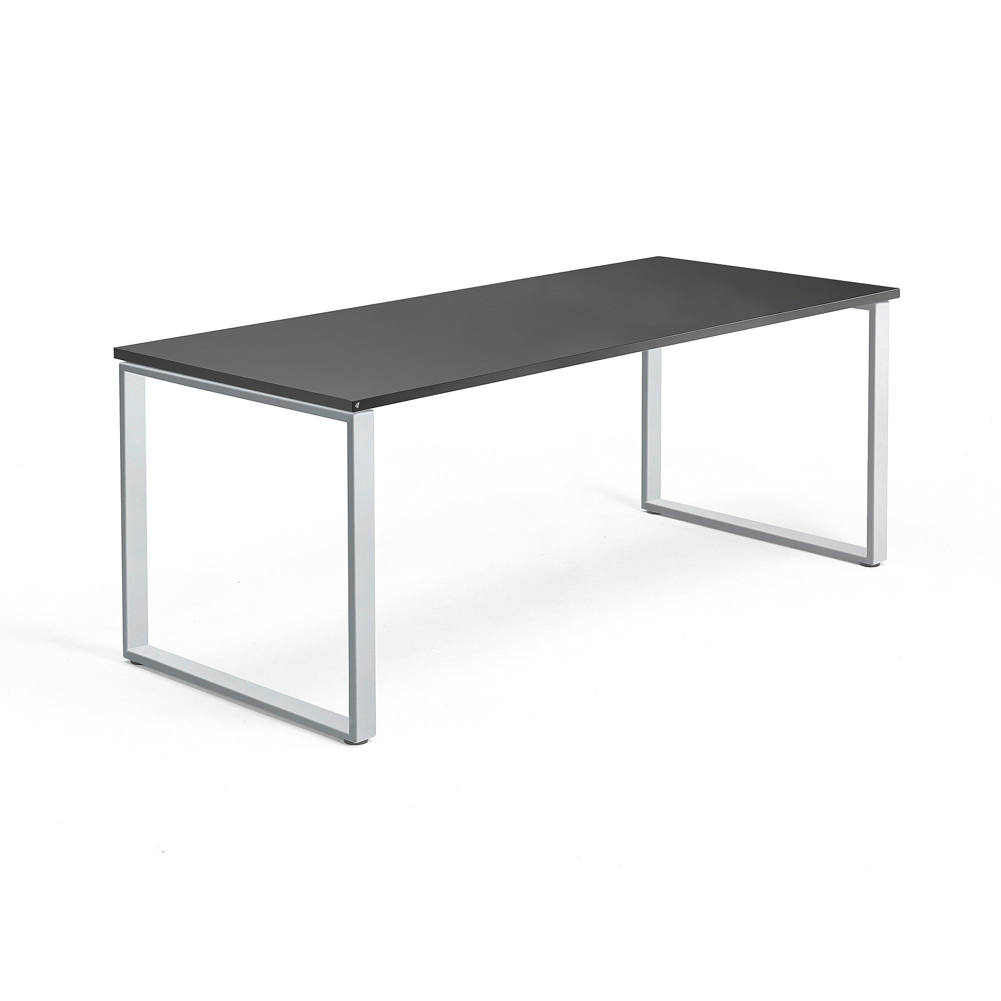 Levně Psací stůl QBUS, O-podnož, 1800x800 mm, stříbrný rám, černá