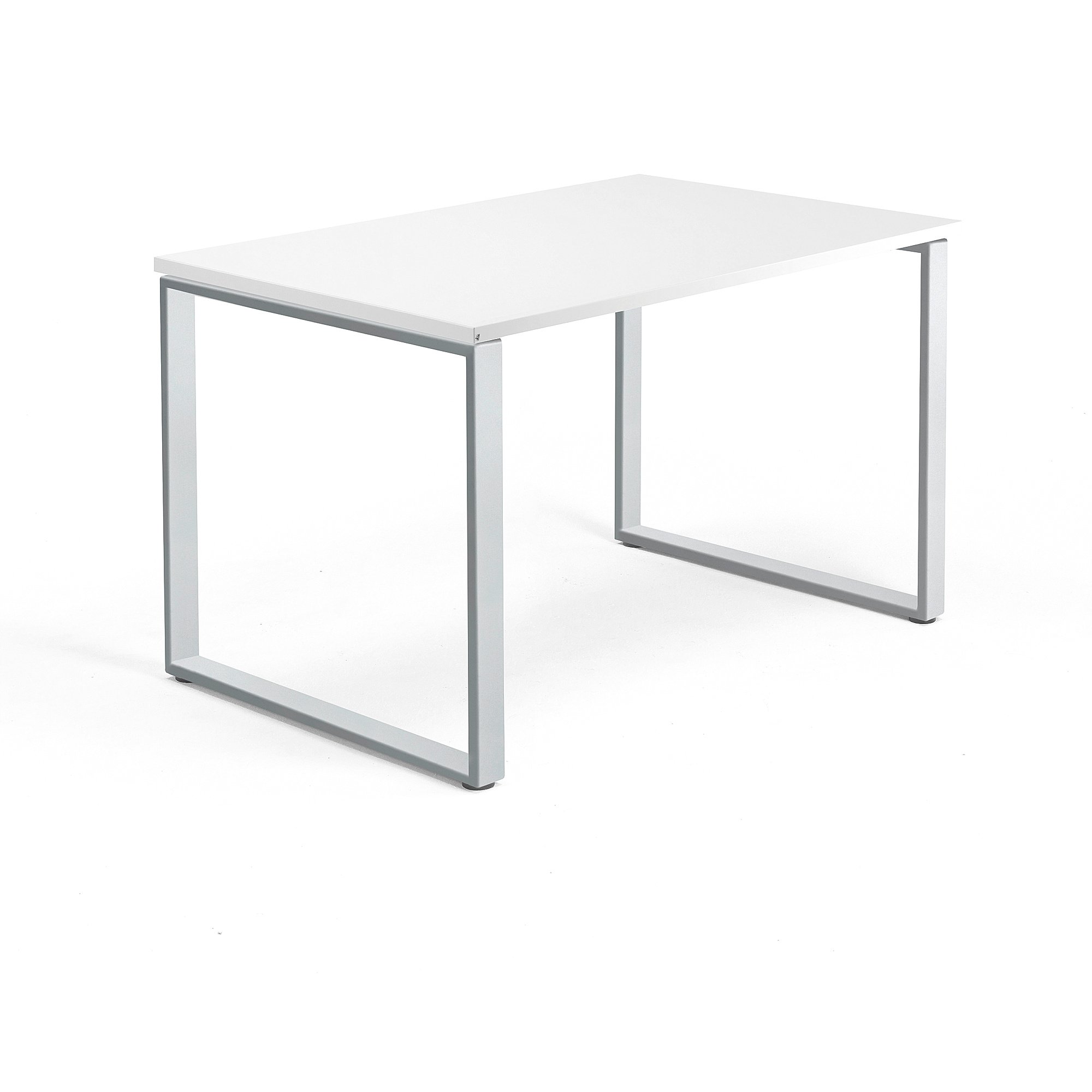 Levně Psací stůl QBUS, O-podnož, 1200x800 mm, stříbrný rám, bílá