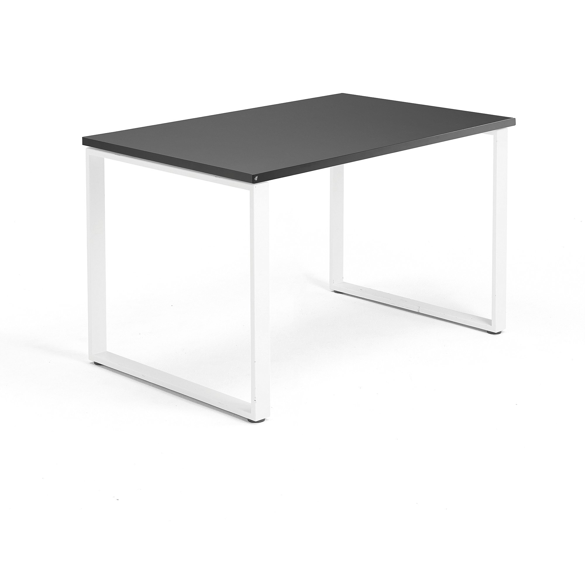 Levně Psací stůl QBUS, O-podnož, 1200x800 mm, bílý rám, černá