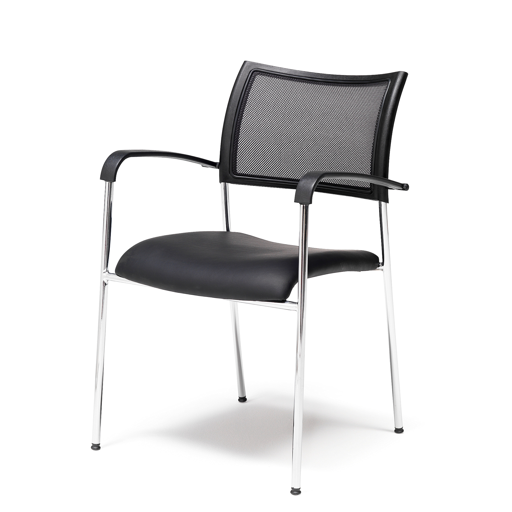 Levně Konferenční židle TORONTO, černá koženka, černá síťovina, chrom